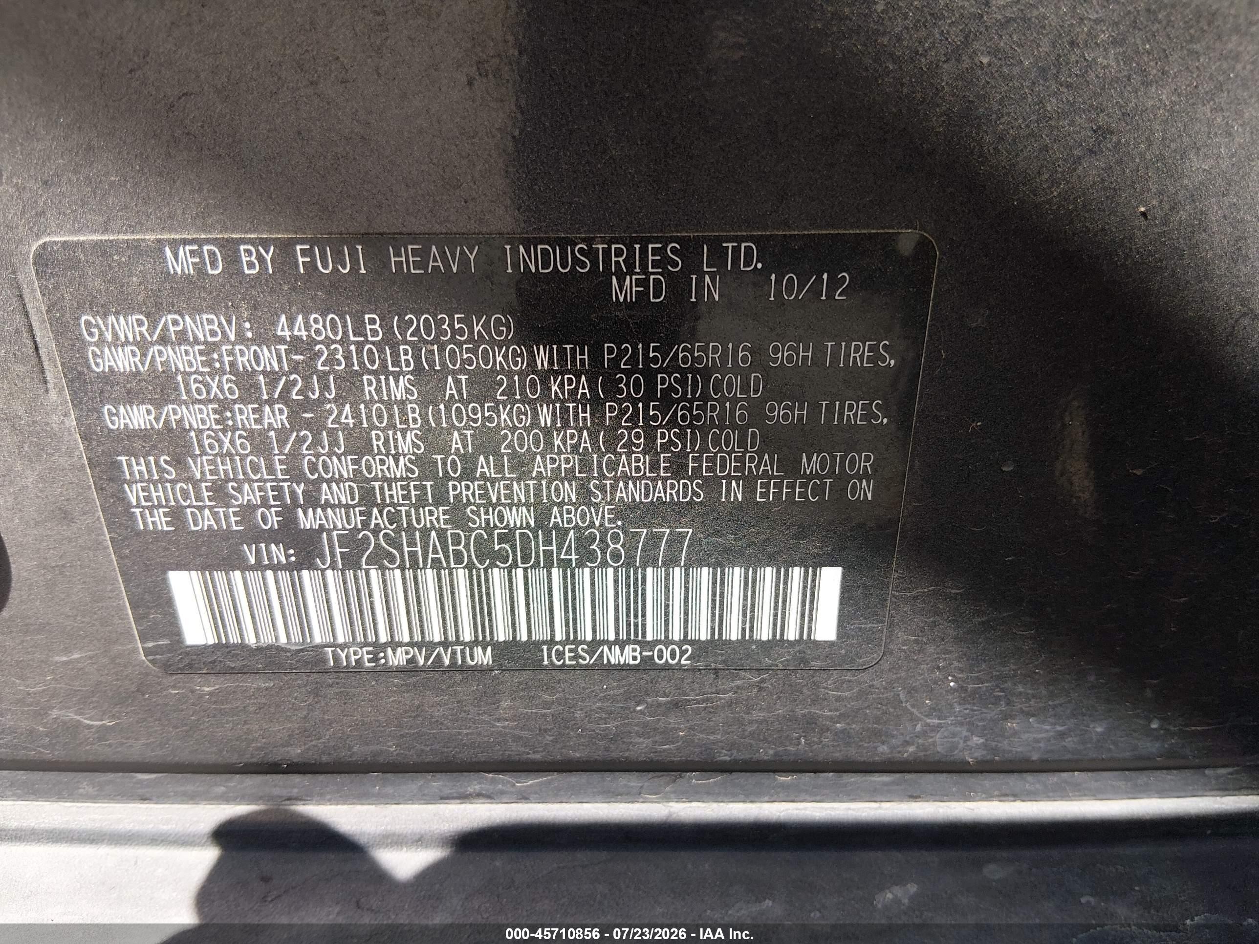 2013 Subaru Forester 2.5x Dark Blue vin: JF2SHABC5DH438777