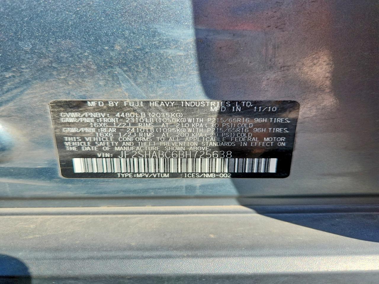 2011 Subaru Forester 2.5x Turquoise vin: JF2SHABC6BH725638