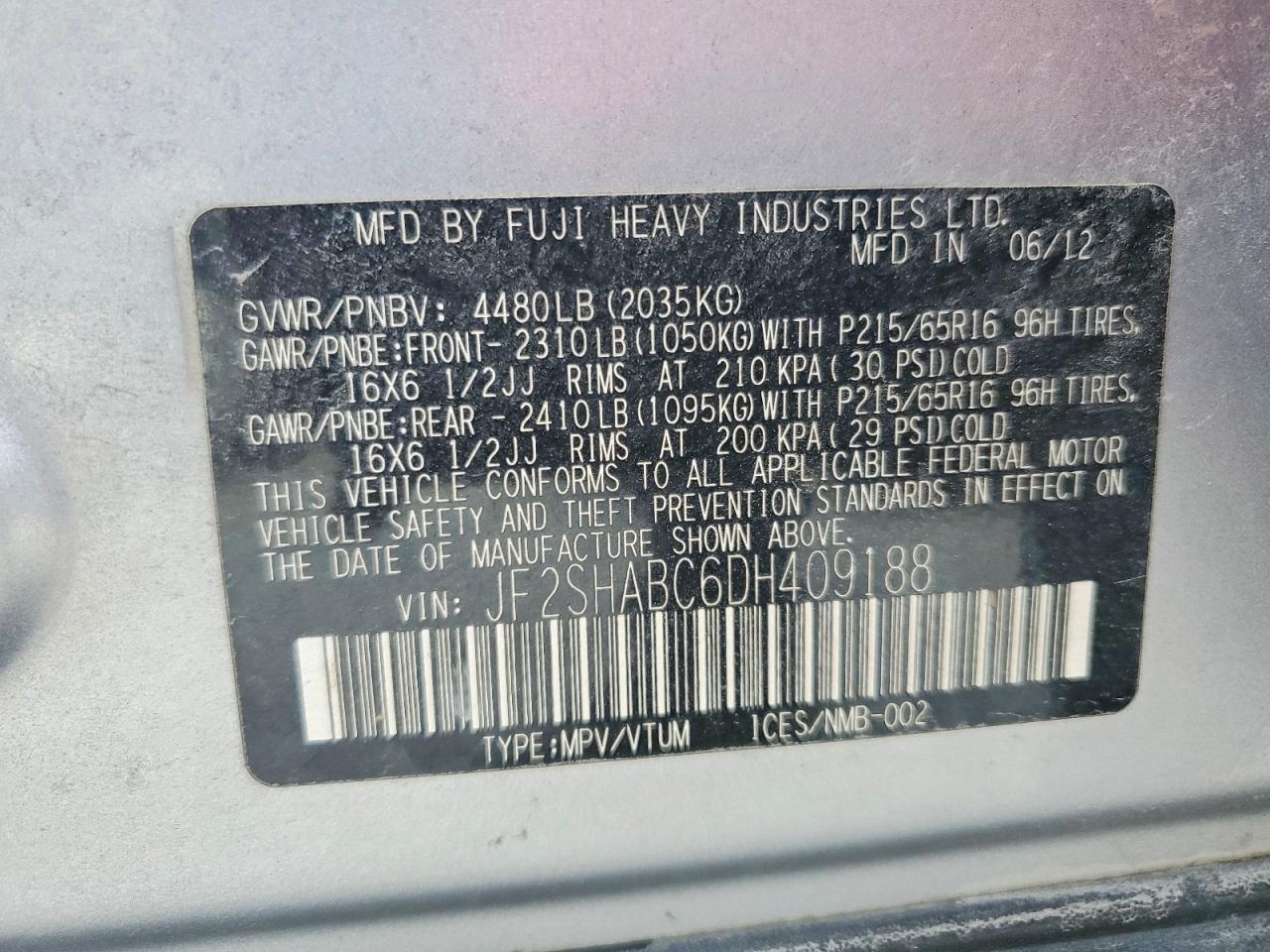 2013 Subaru Forester 2.5x Silver vin: JF2SHABC6DH409188