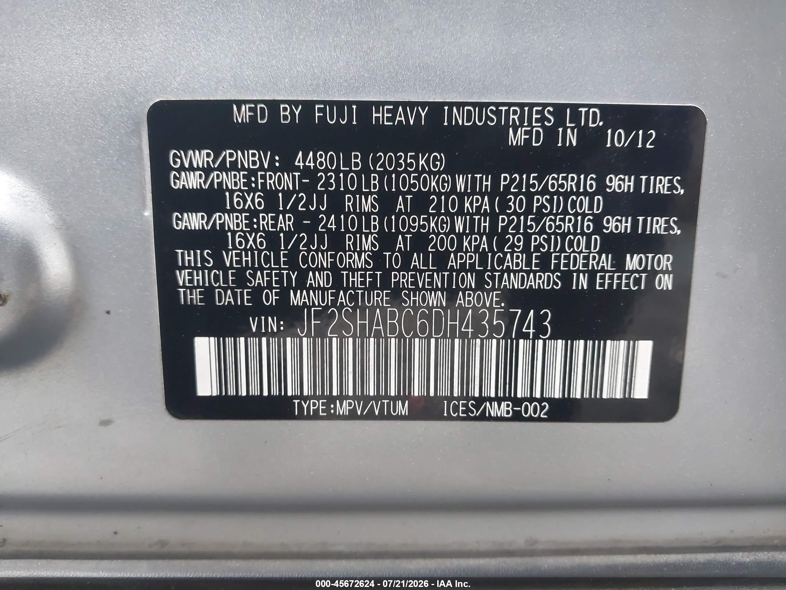 2013 Subaru Forester 2.5x Silver vin: JF2SHABC6DH435743