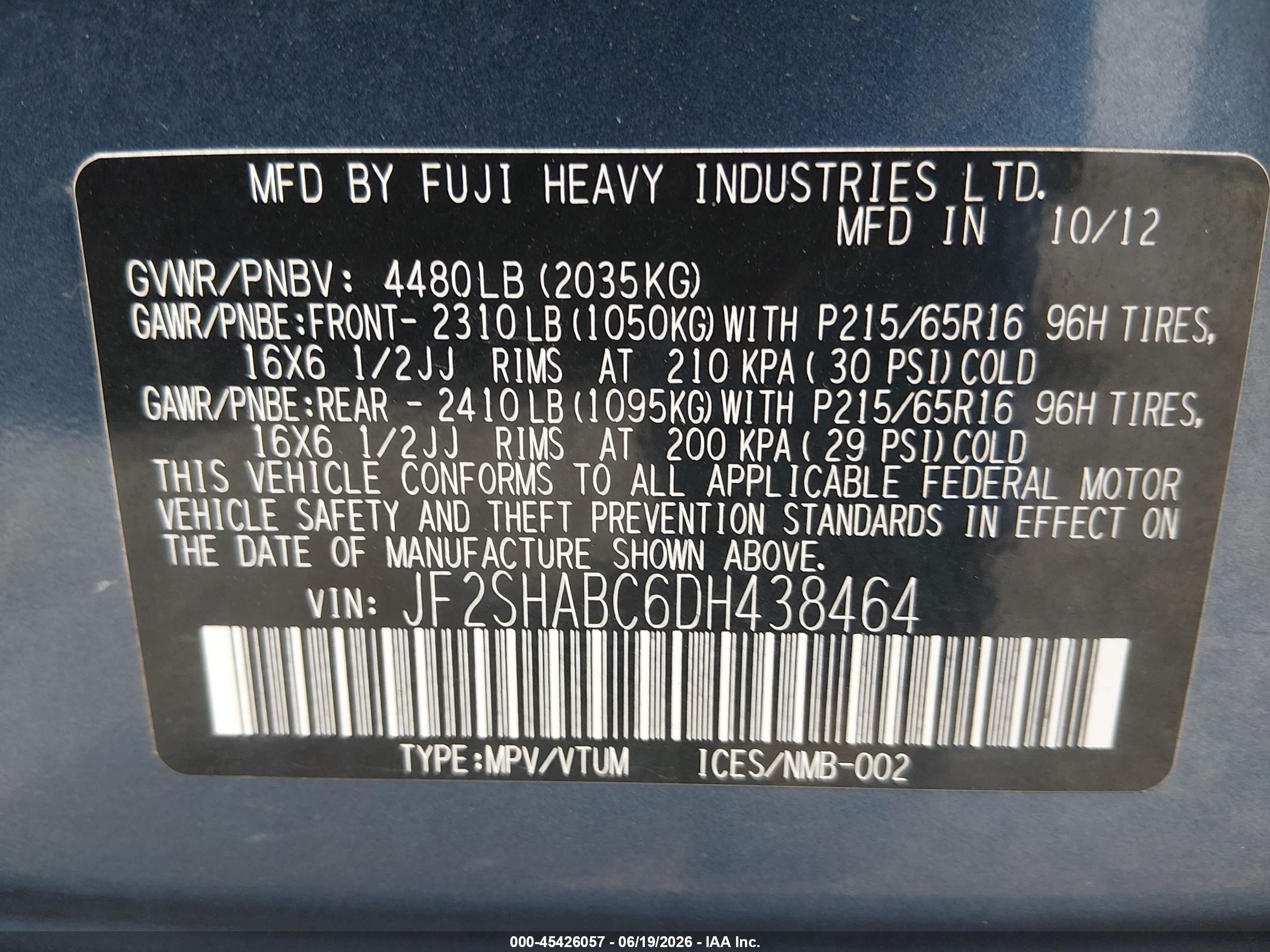 2013 Subaru Forester 2.5x Синий vin: JF2SHABC6DH438464
