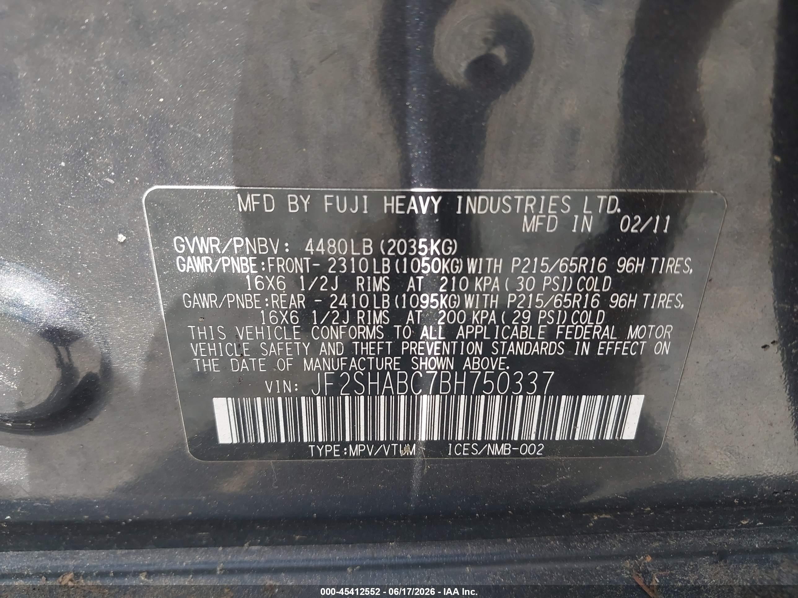 2011 Subaru Forester 2.5x Gray vin: JF2SHABC7BH750337
