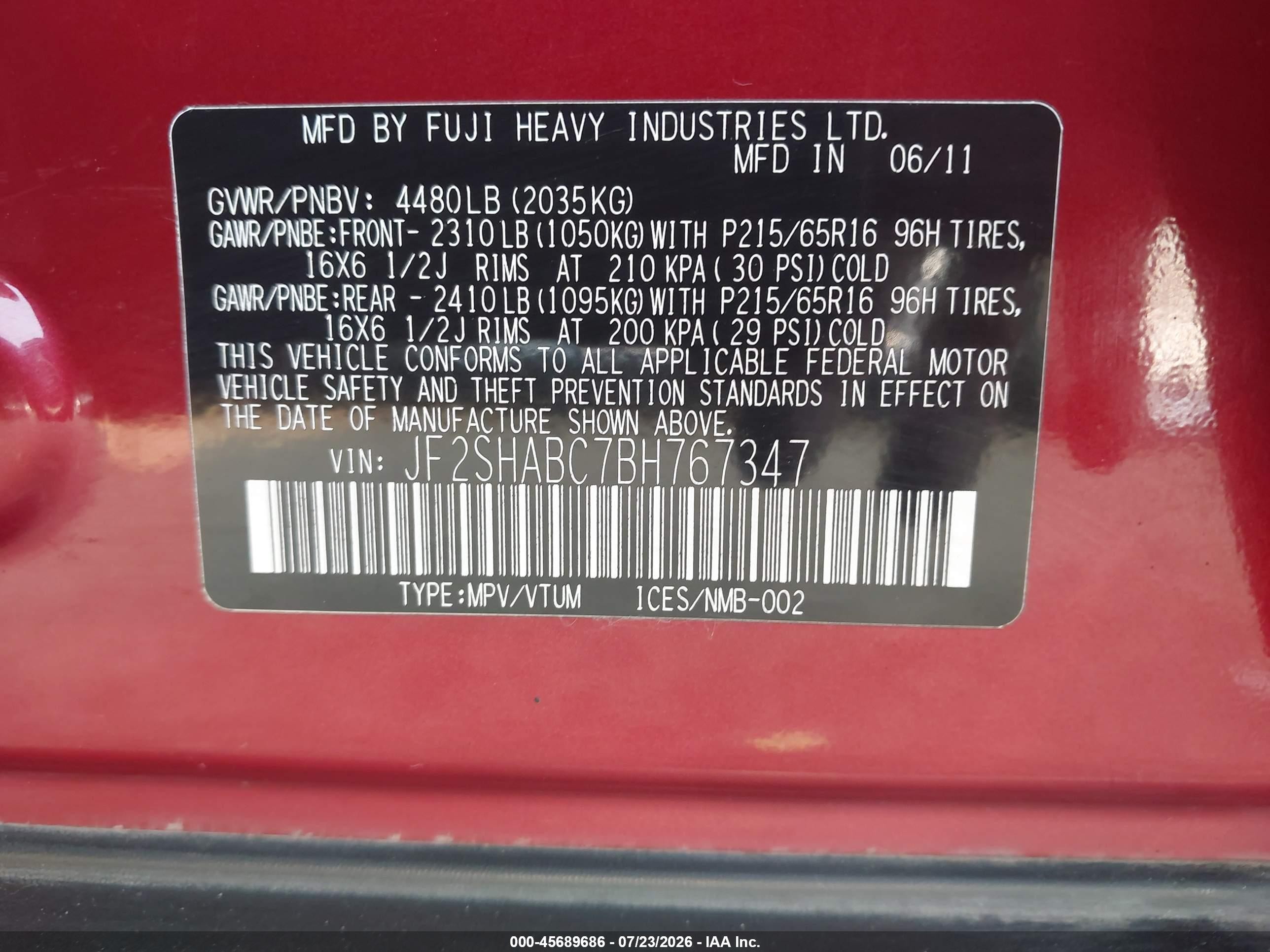 2011 Subaru Forester 2.5x Burgundy vin: JF2SHABC7BH767347