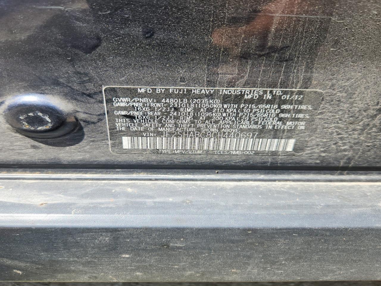 2012 Subaru Forester 2.5x Blue vin: JF2SHABC8CH440697