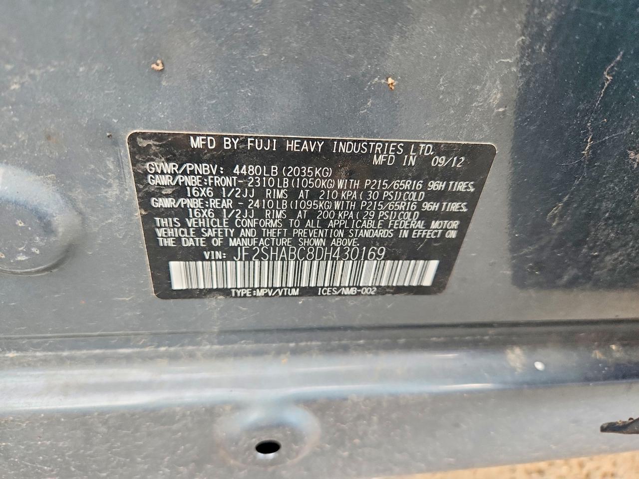 2013 Subaru Forester 2.5x Blue vin: JF2SHABC8DH430169