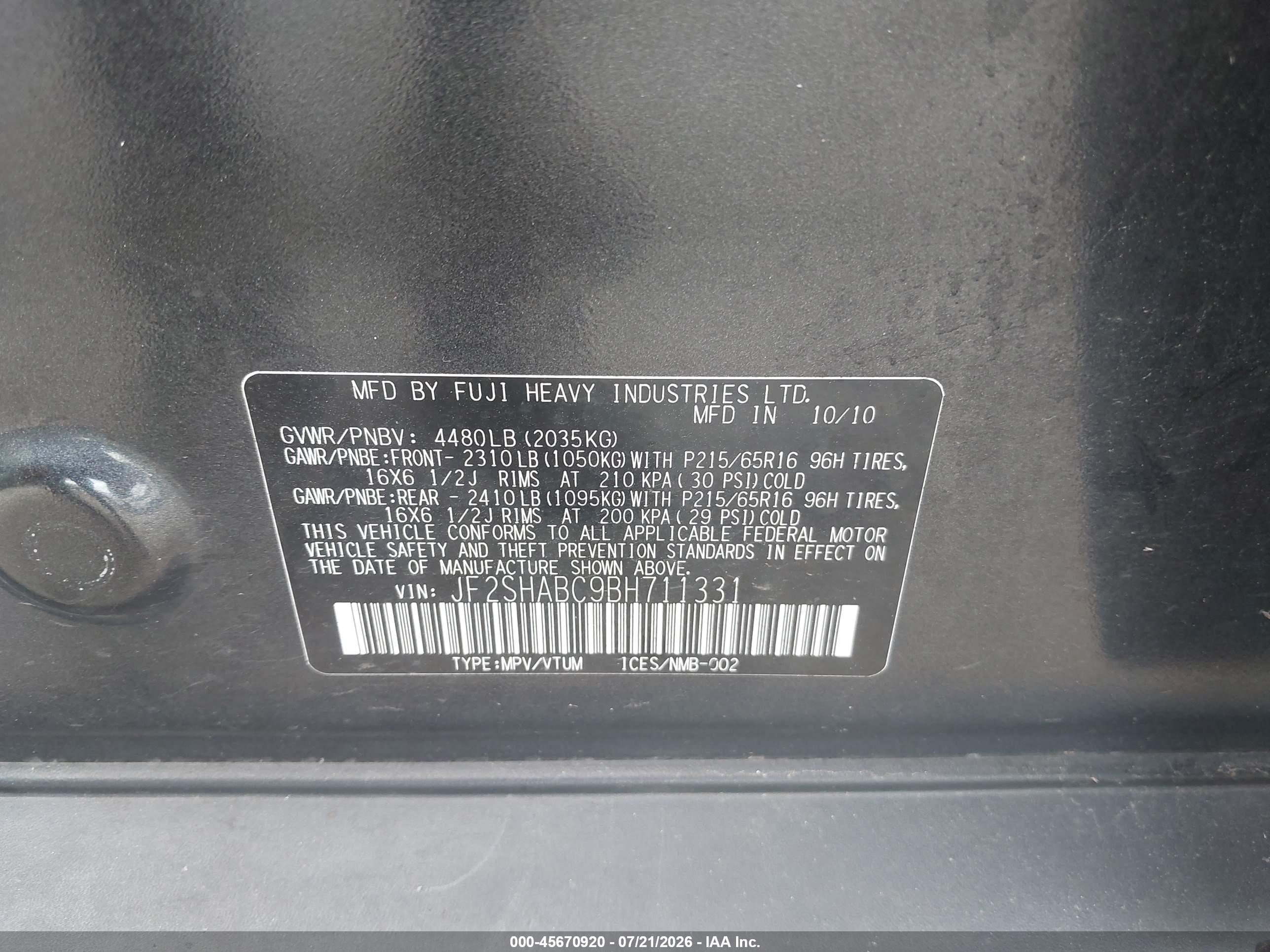 2011 Subaru Forester 2.5x Dark Blue vin: JF2SHABC9BH711331