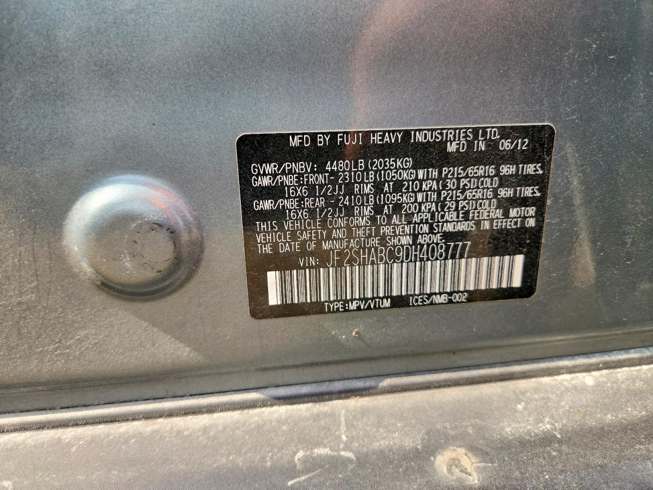 2013 Subaru Forester 2.5x Blue vin: JF2SHABC9DH408777