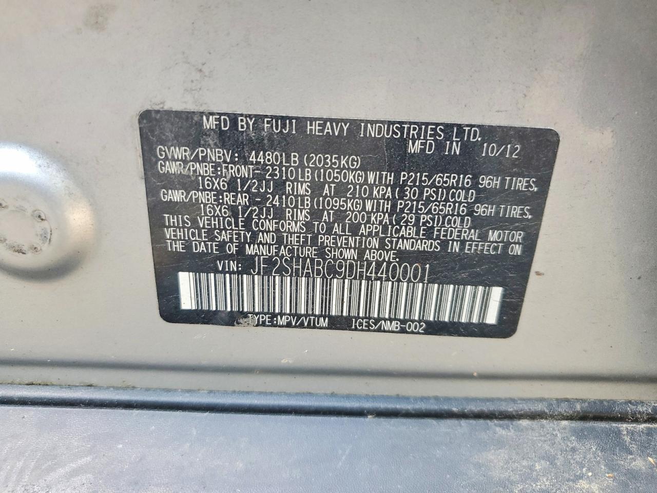 2013 Subaru Forester 2.5x Silver vin: JF2SHABC9DH440001
