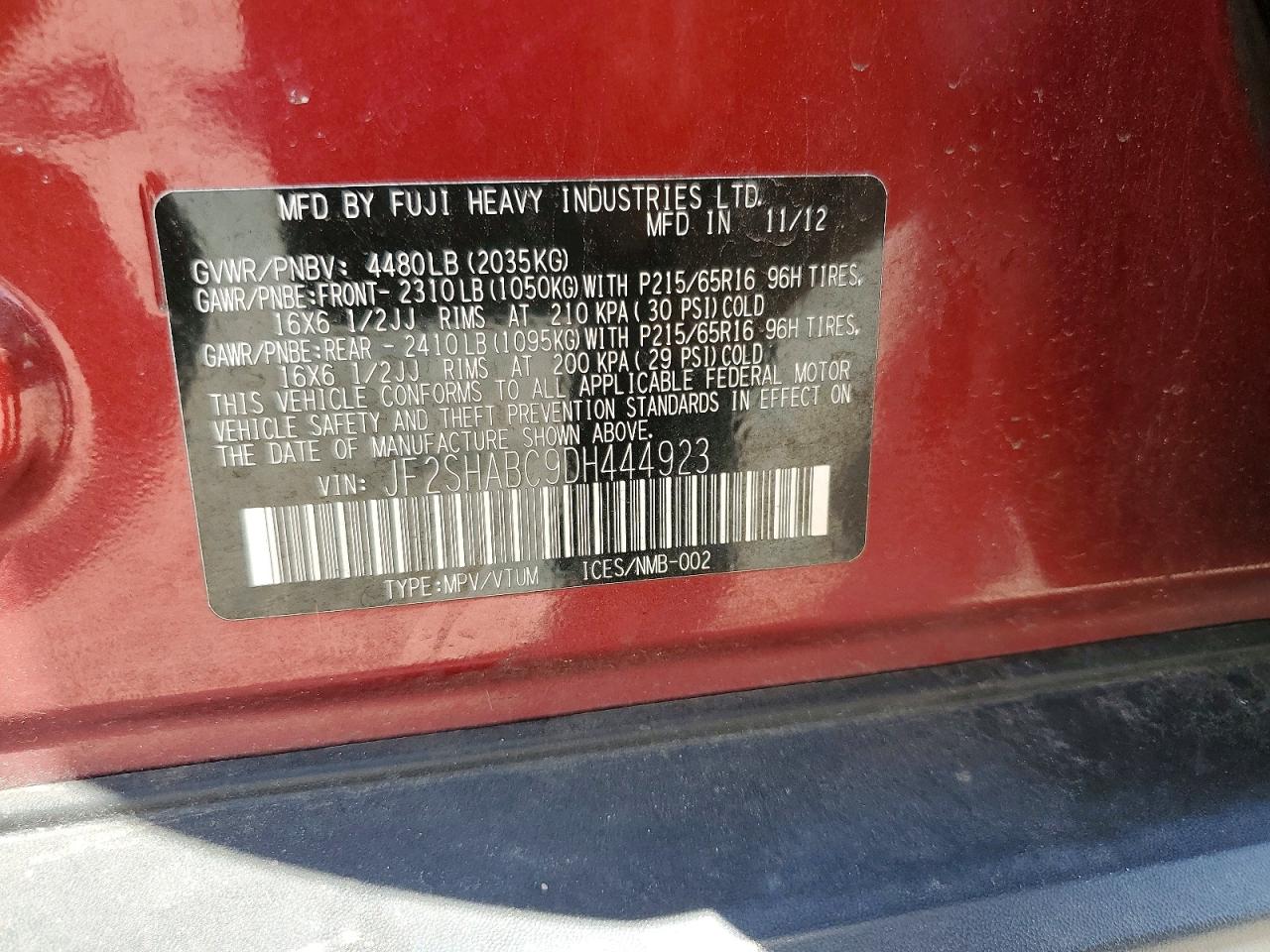 2013 Subaru Forester 2.5x Red vin: JF2SHABC9DH444923