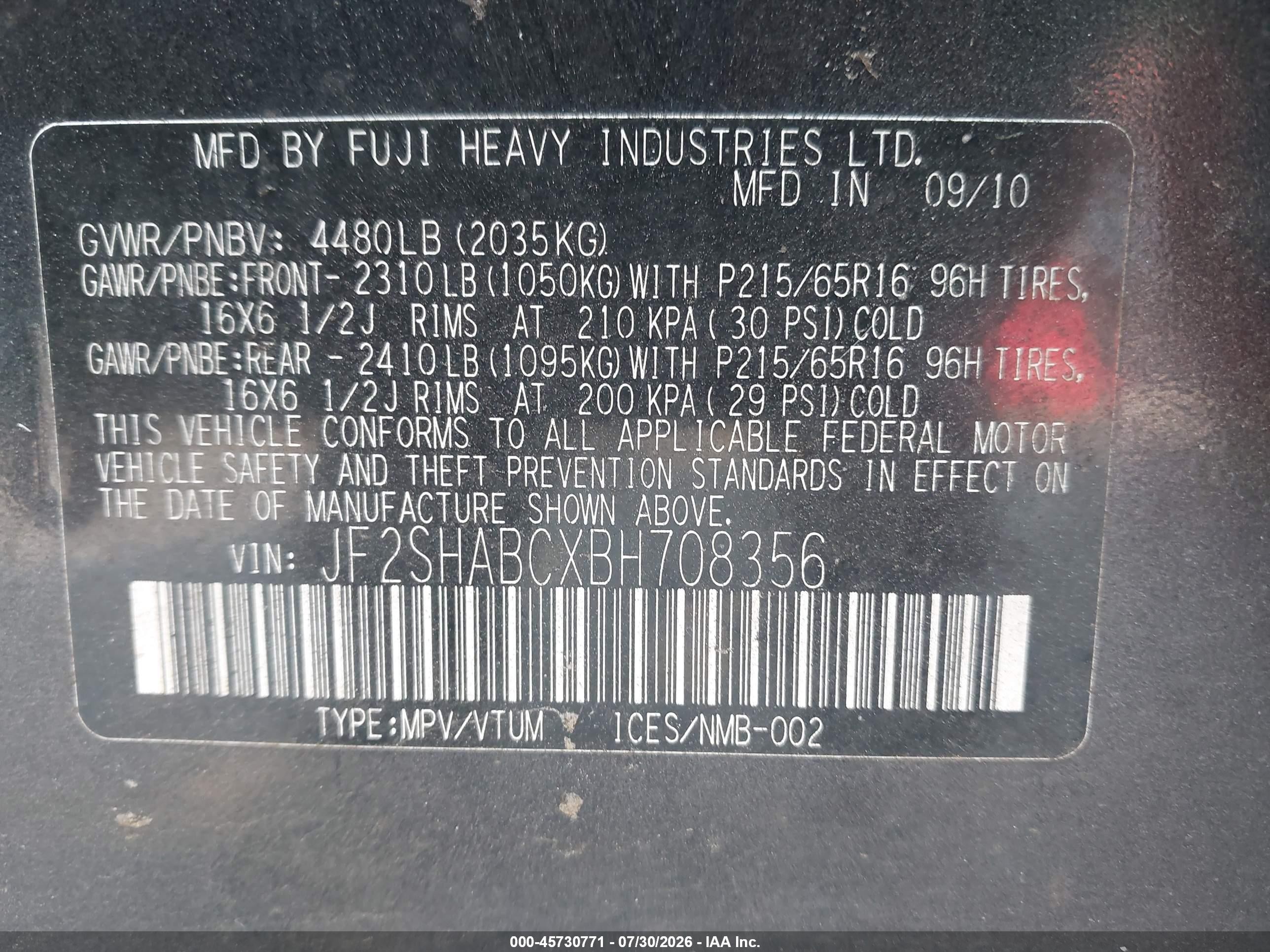 2011 Subaru Forester 2.5x Gray vin: JF2SHABCXBH708356