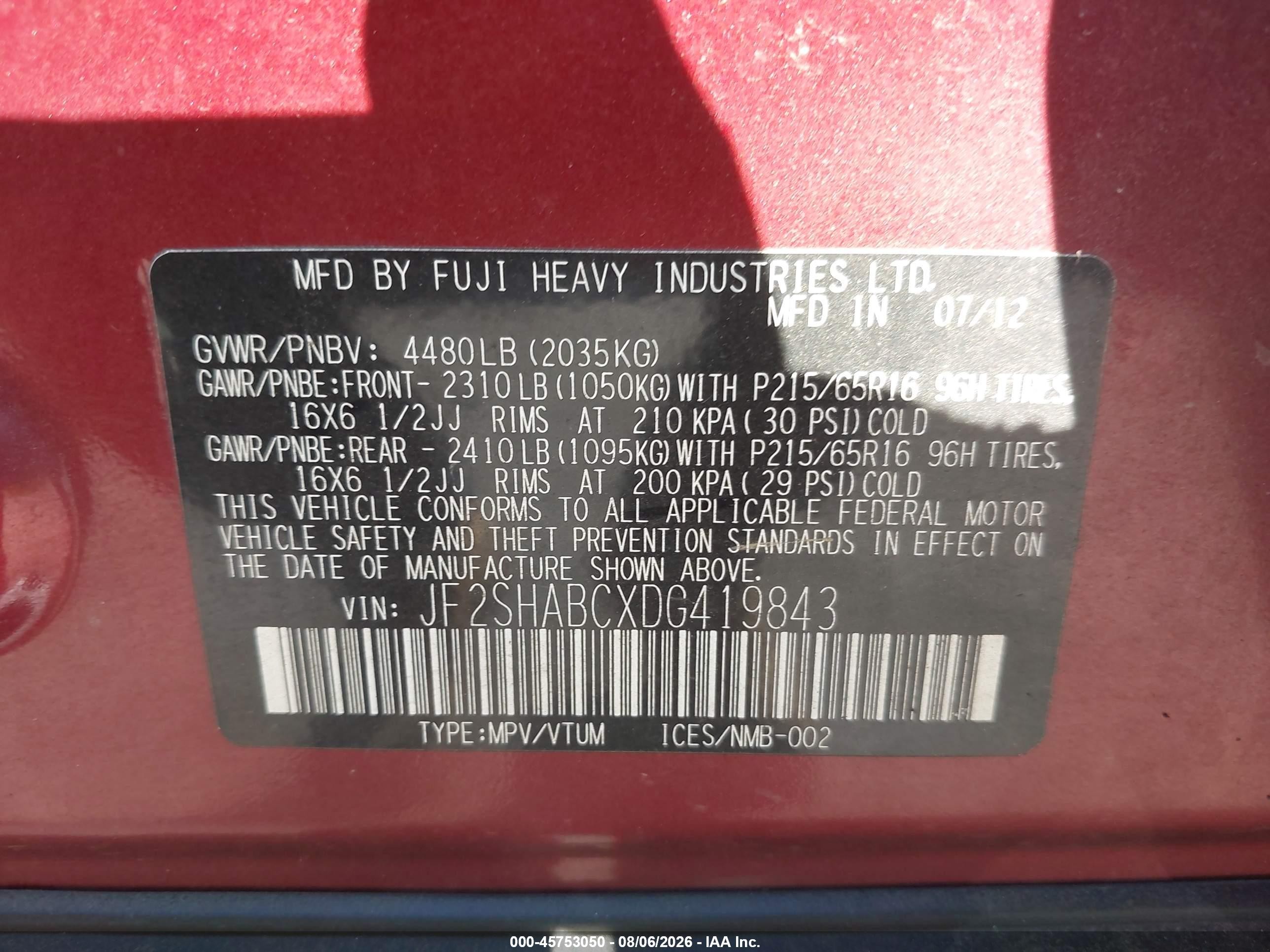 2013 Subaru Forester 2.5x White vin: JF2SHABCXDG419843