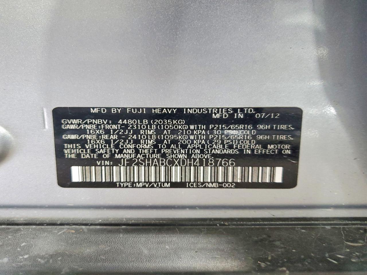 2013 Subaru Forester 2.5x Silver vin: JF2SHABCXDH418766