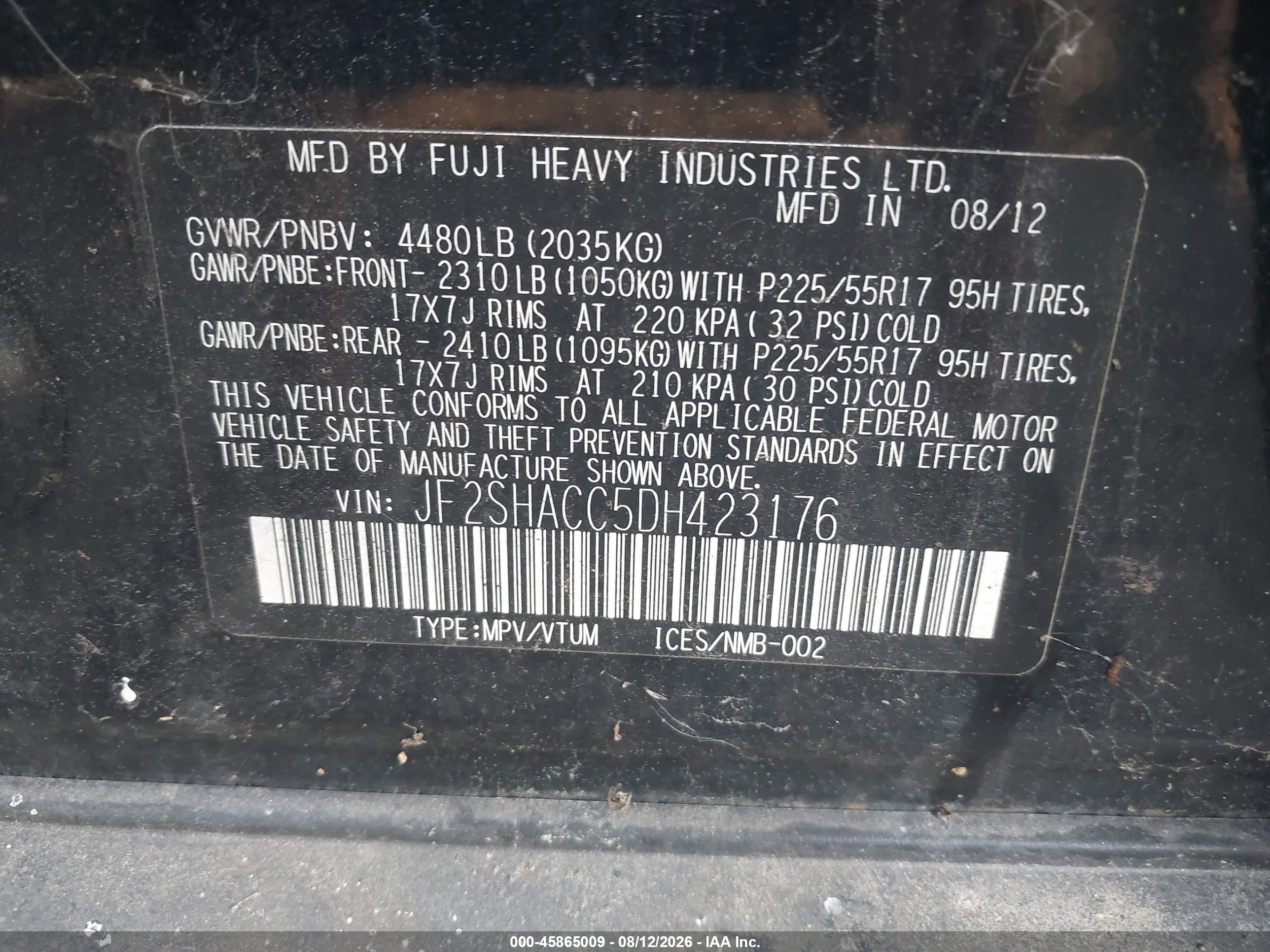 2013 Subaru Forester 2.5x Premium Black vin: JF2SHACC5DH423176