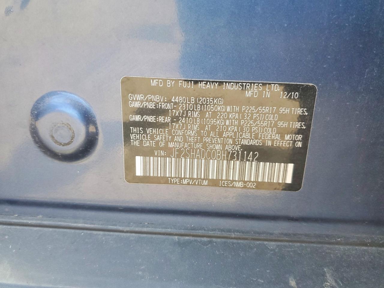 2011 Subaru Forester 2.5x Premium Blue vin: JF2SHADC0BH731142