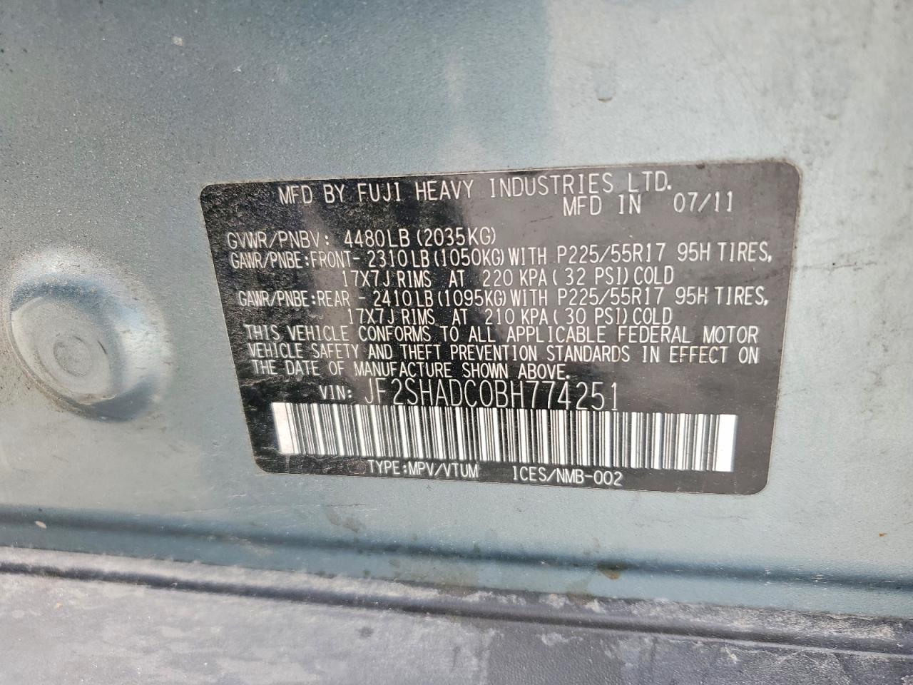 2011 Subaru Forester 2.5x Premium Green vin: JF2SHADC0BH774251