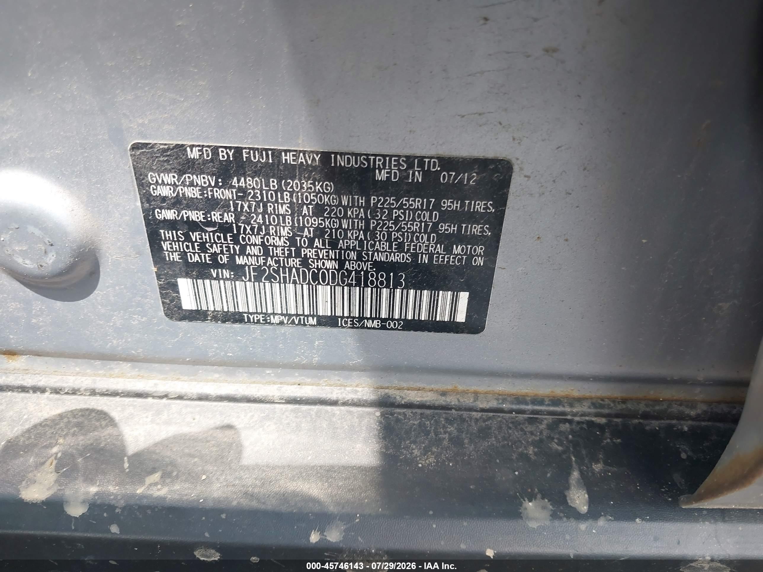 2013 Subaru Forester 2.5x Premium Silver vin: JF2SHADC0DG418813