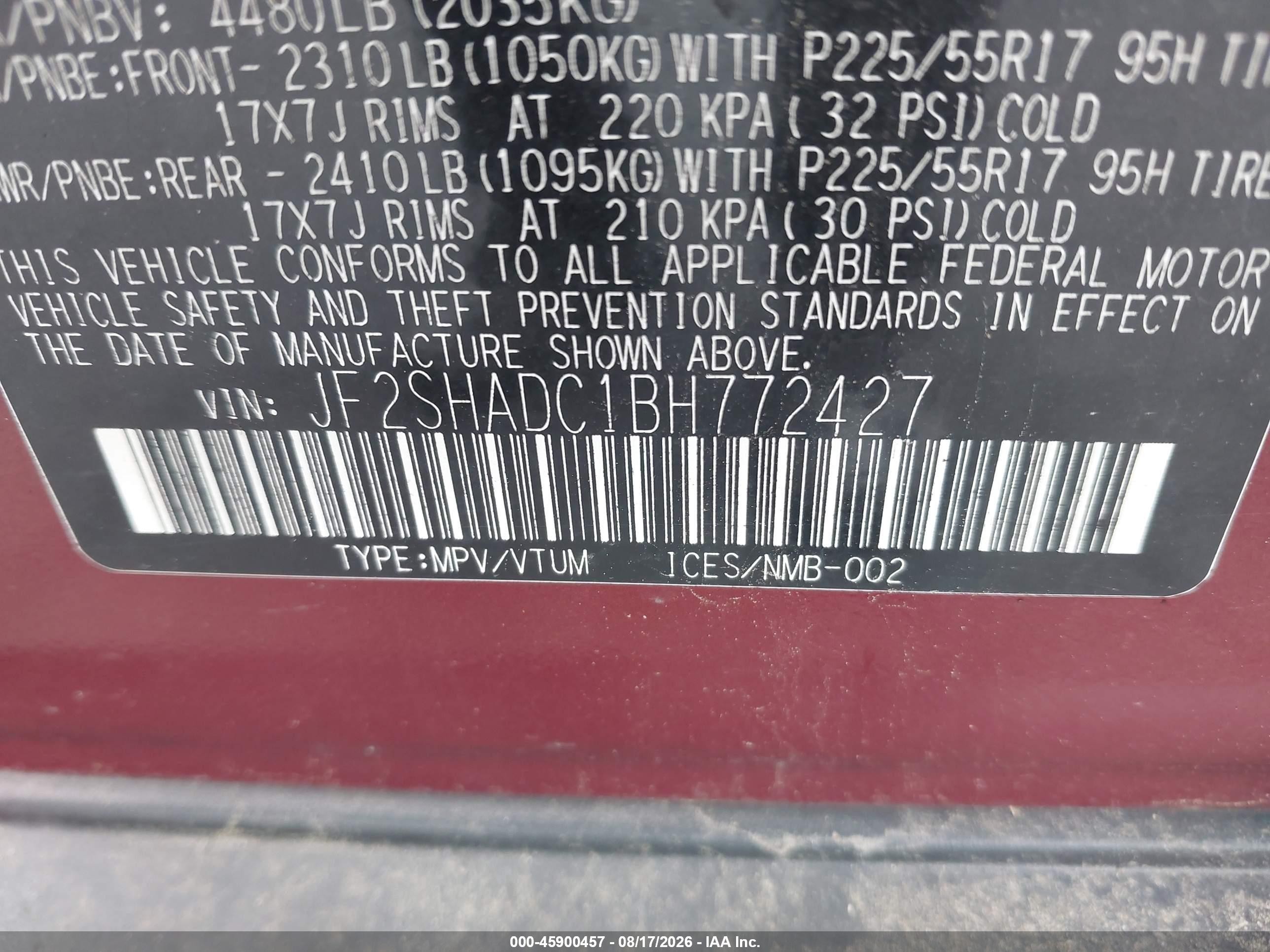 2011 Subaru Forester 2.5x Premium Burgundy vin: JF2SHADC1BH772427