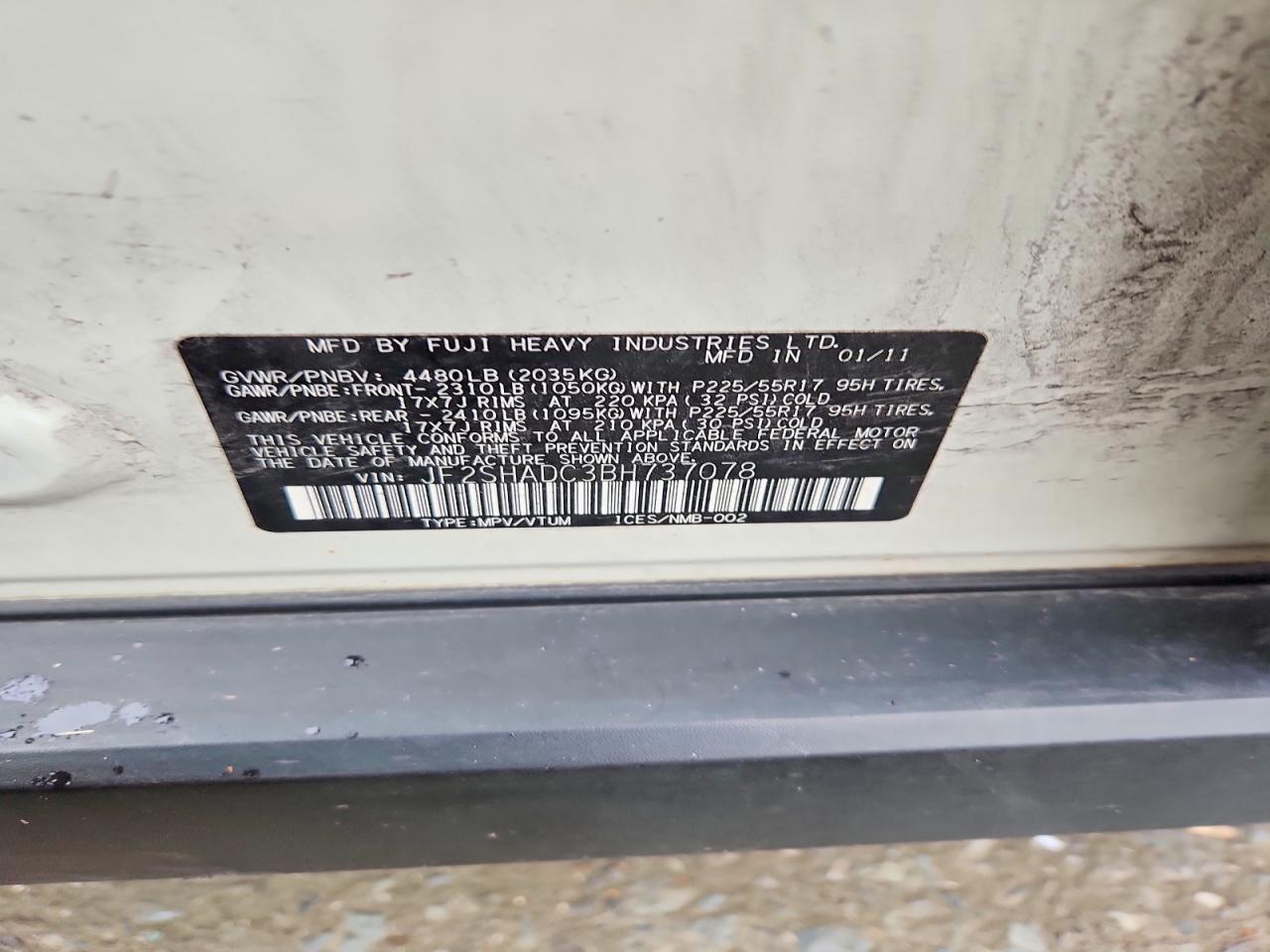 2011 Subaru Forester 2.5x Premium White vin: JF2SHADC3BH737078