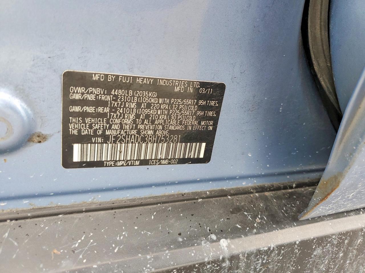 2011 Subaru Forester 2.5x Premium Blue vin: JF2SHADC3BH753281