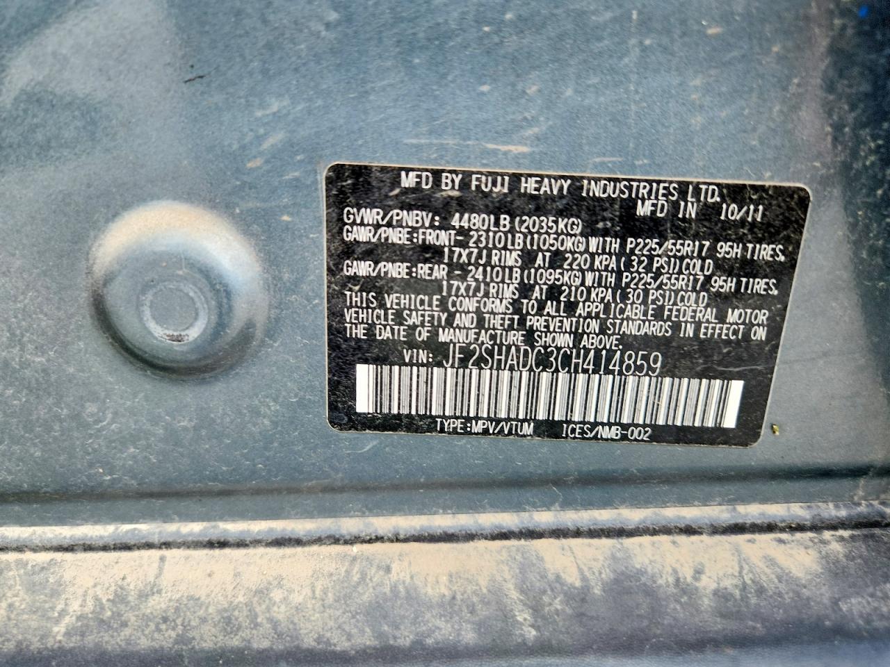 2012 Subaru Forester 2.5x Premium Зеленый vin: JF2SHADC3CH414859
