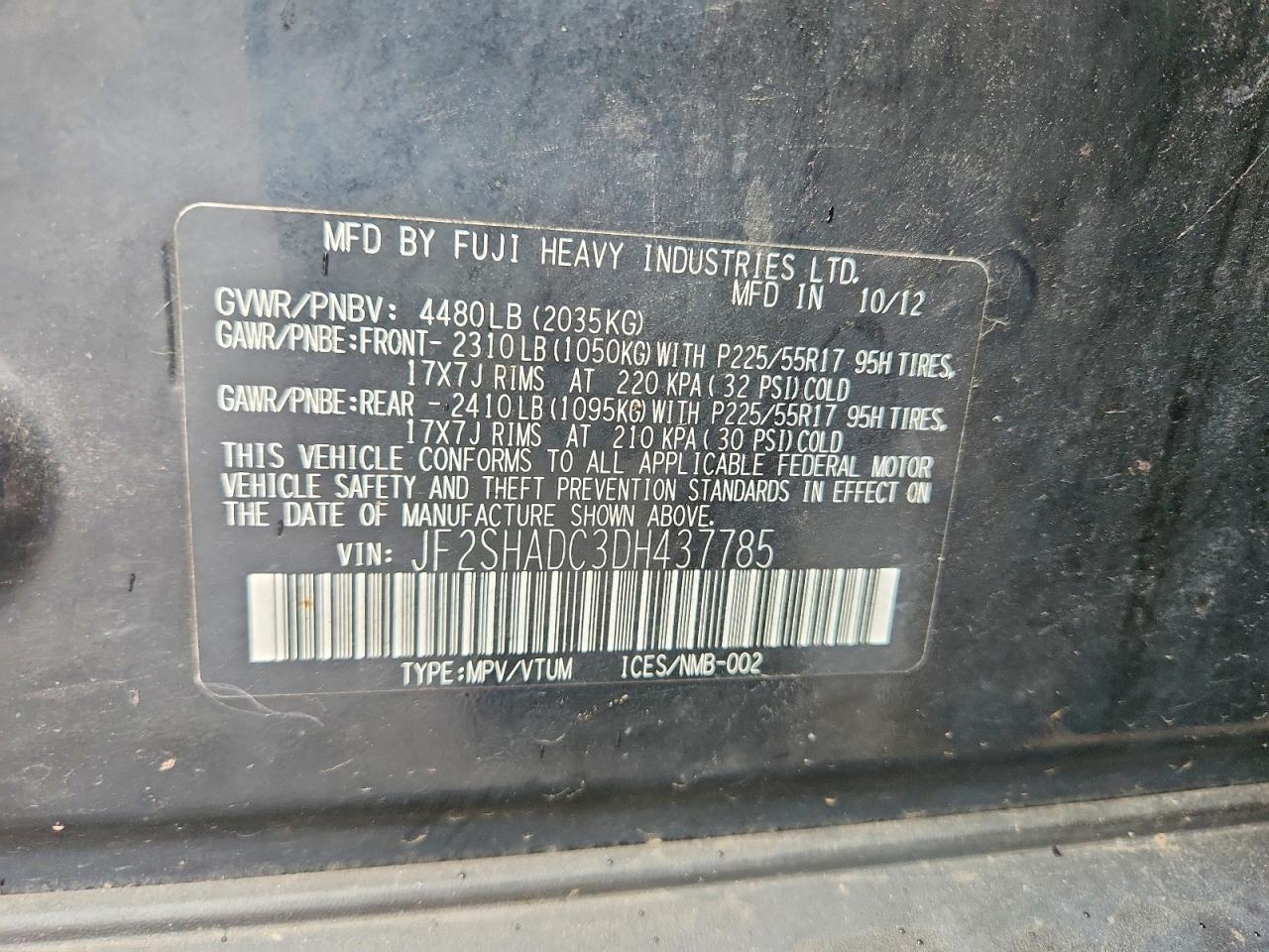 2013 Subaru Forester 2.5x Premium Черный vin: JF2SHADC3DH437785