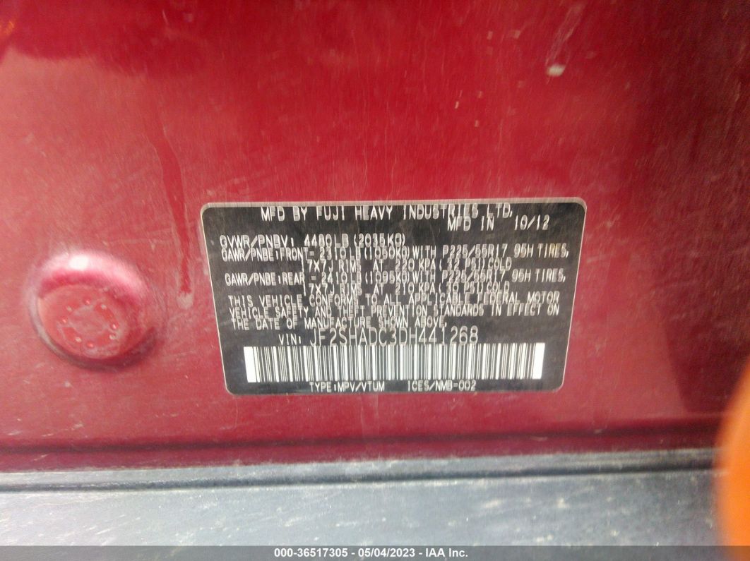 2013 Subaru Forester 2.5x Premium Maroon vin: JF2SHADC3DH441268