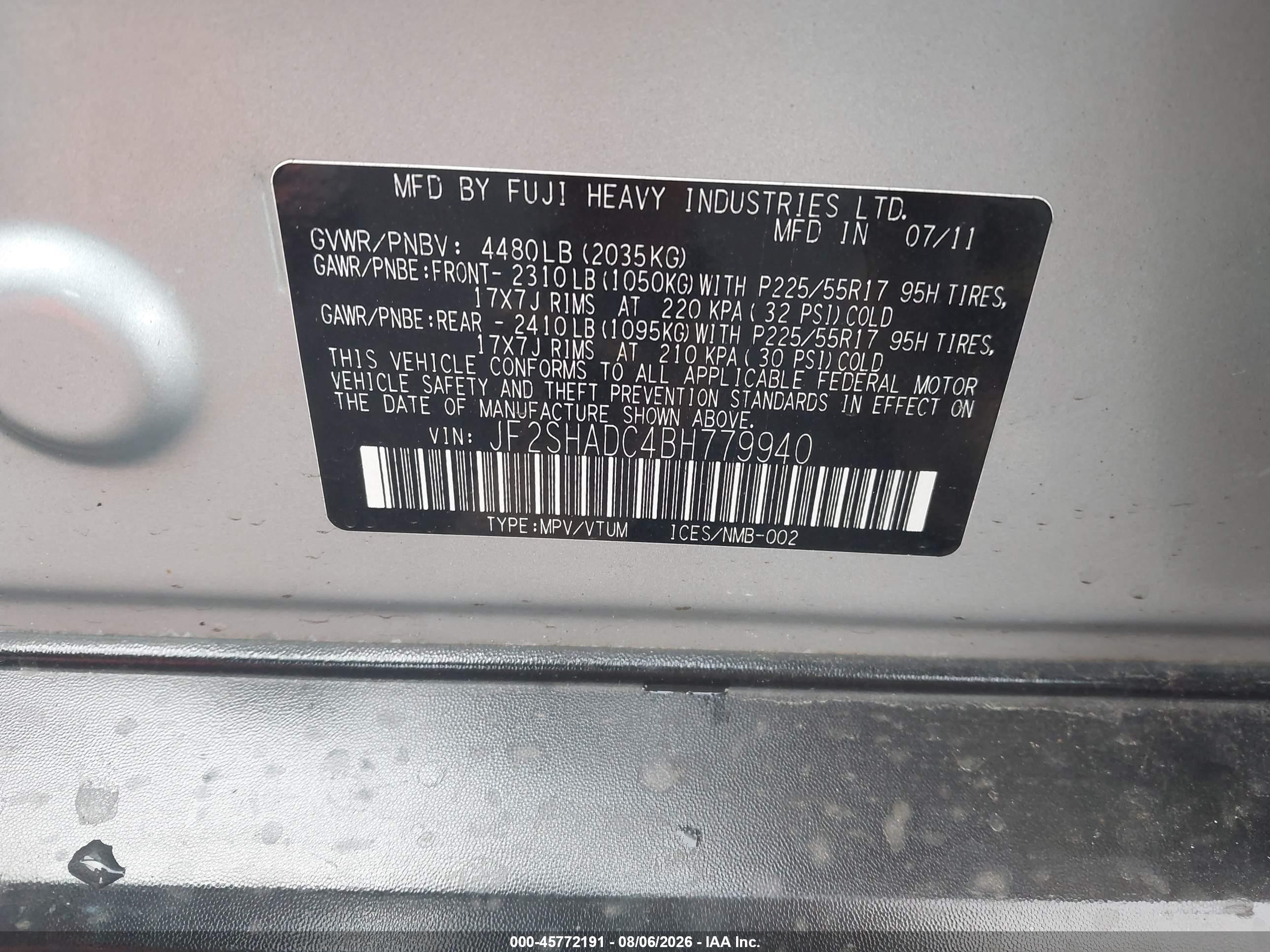 2011 Subaru Forester 2.5x Premium Gray vin: JF2SHADC4BH779940