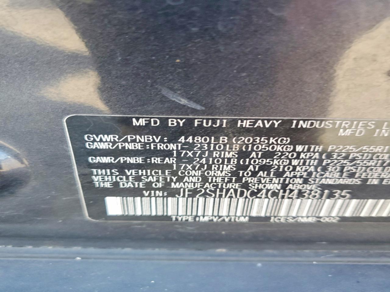 2012 Subaru Forester 2.5x Premium Black vin: JF2SHADC4CH438135