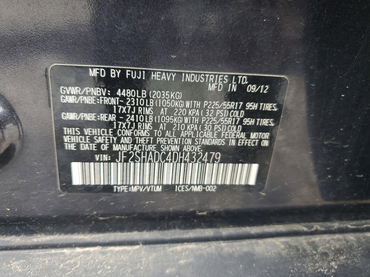 2013 Subaru Forester 2.5x Premium Blue vin: JF2SHADC4DH432479