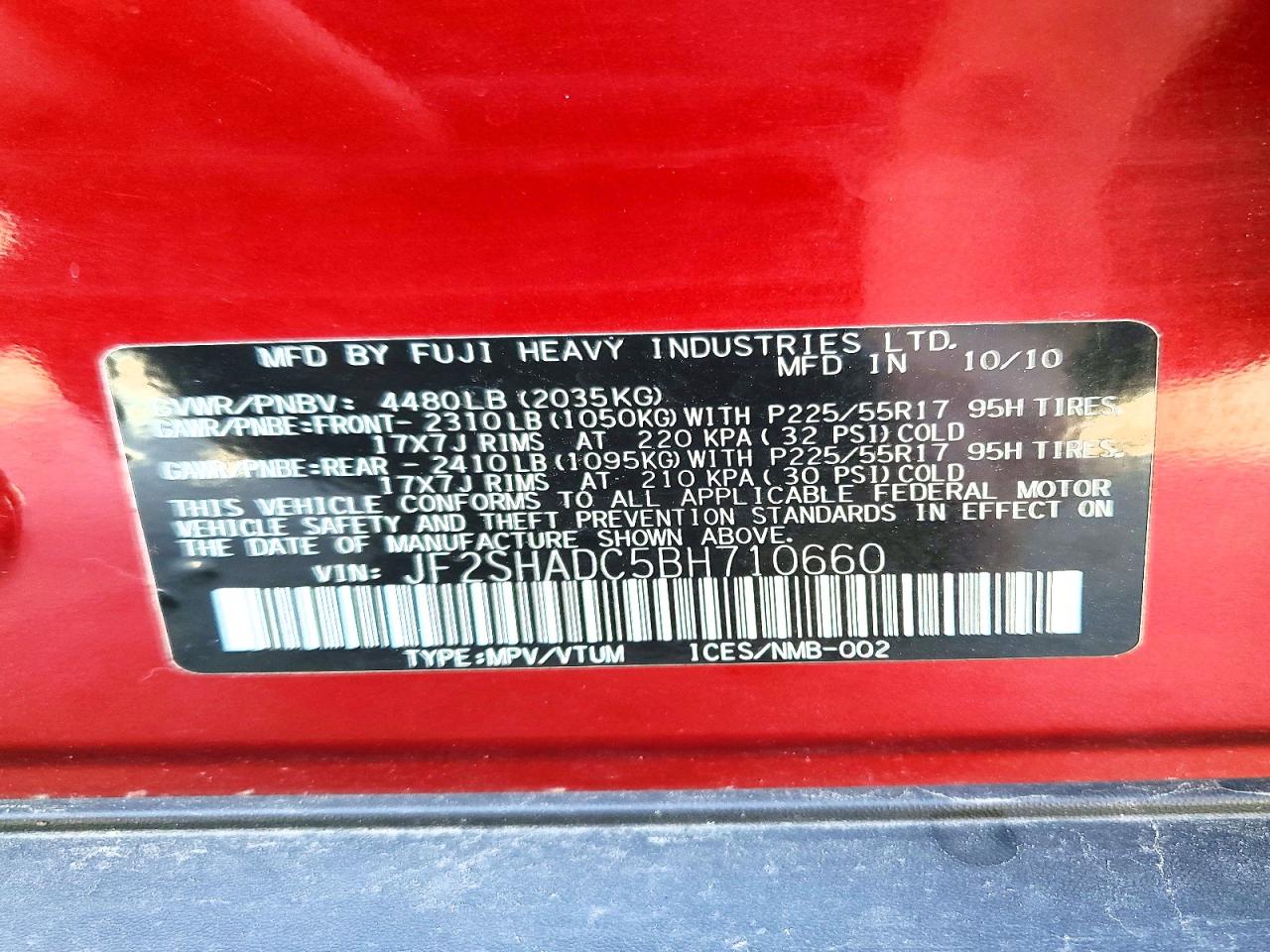 2011 Subaru Forester 2.5x Premium Maroon vin: JF2SHADC5BH710660