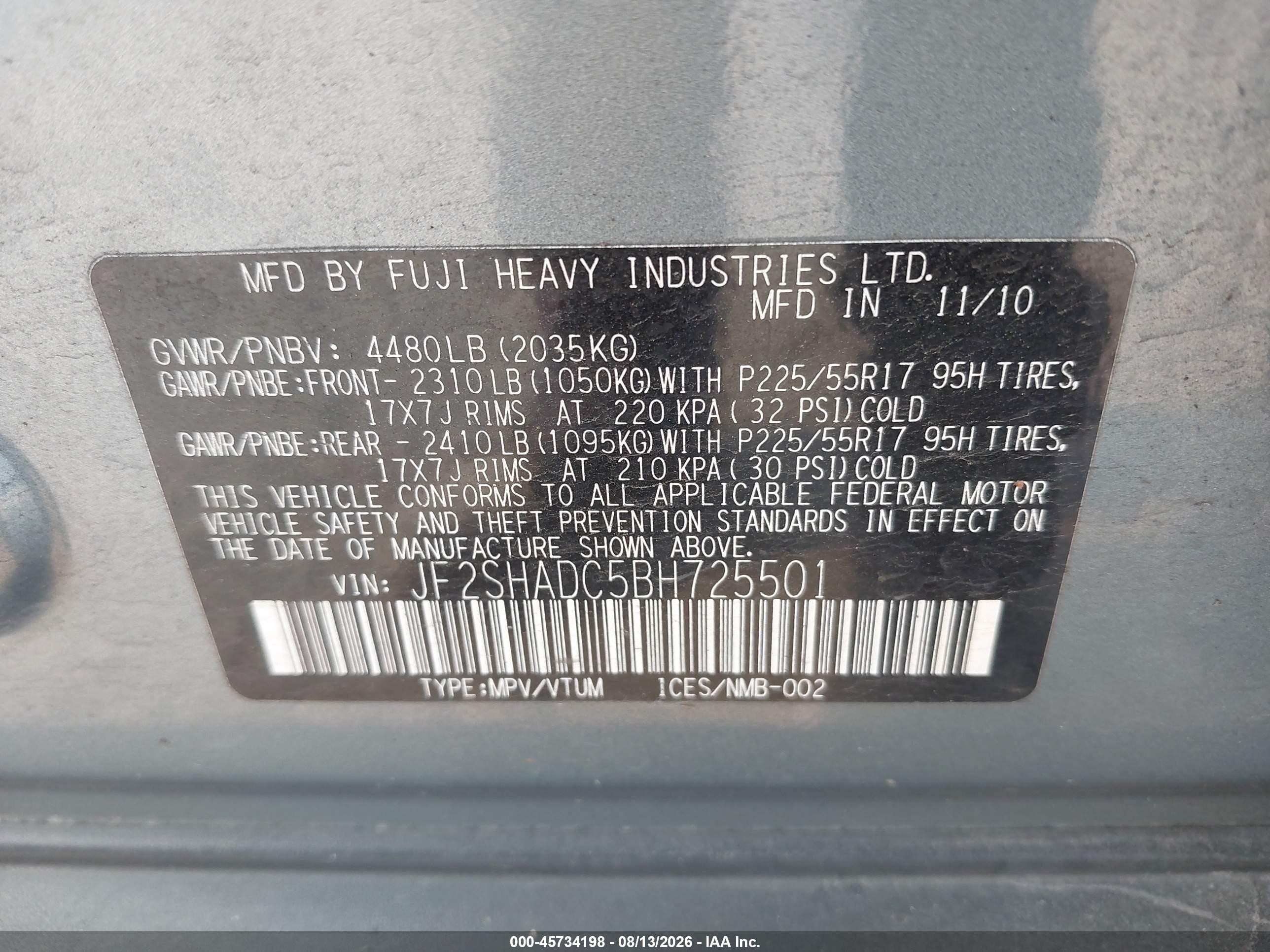 2011 Subaru Forester 2.5x Premium Light Blue vin: JF2SHADC5BH725501
