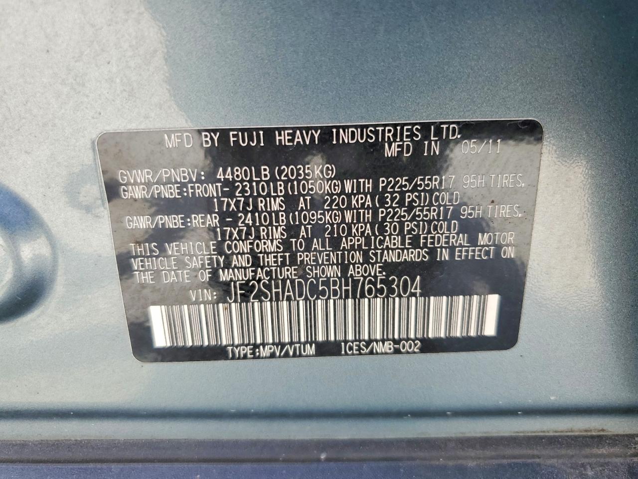 2011 Subaru Forester 2.5x Premium Green vin: JF2SHADC5BH765304