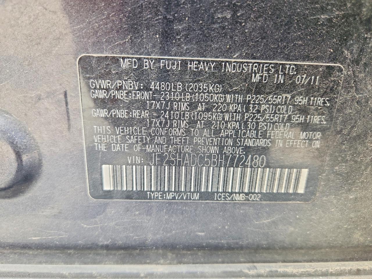 2011 Subaru Forester 2.5x Premium Gray vin: JF2SHADC5BH772480