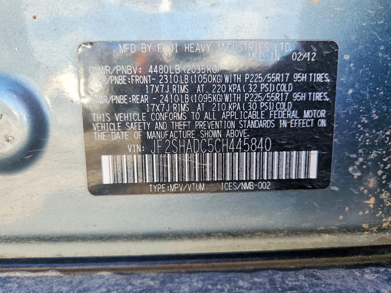 2012 Subaru Forester 2.5x Premium Green vin: JF2SHADC5CH445840