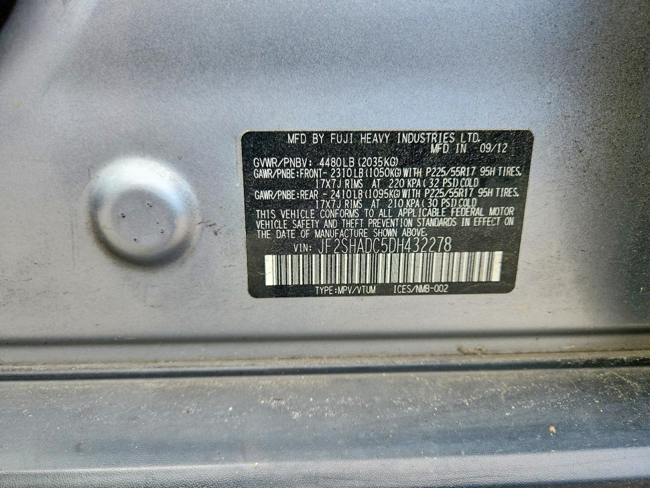 2013 Subaru Forester 2.5x Premium Gray vin: JF2SHADC5DH432278