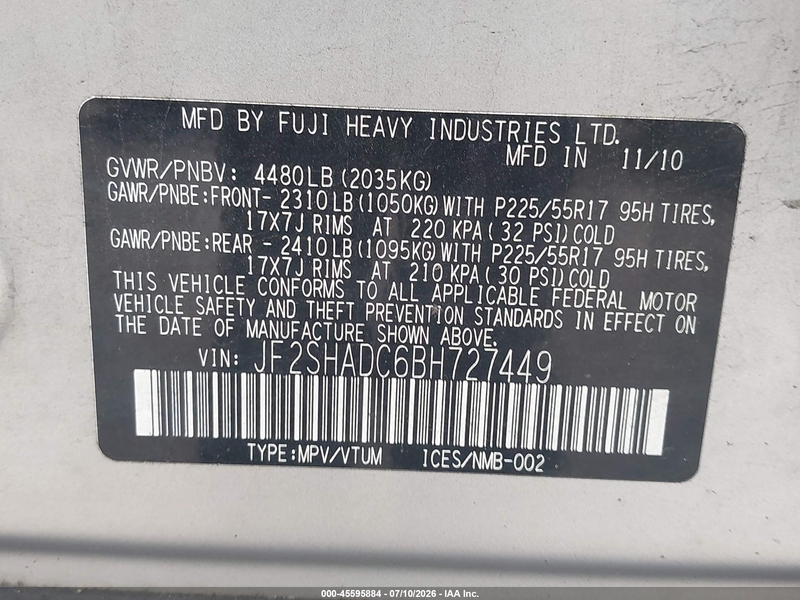 2011 Subaru Forester 2.5x Premium Black vin: JF2SHADC6BH727449