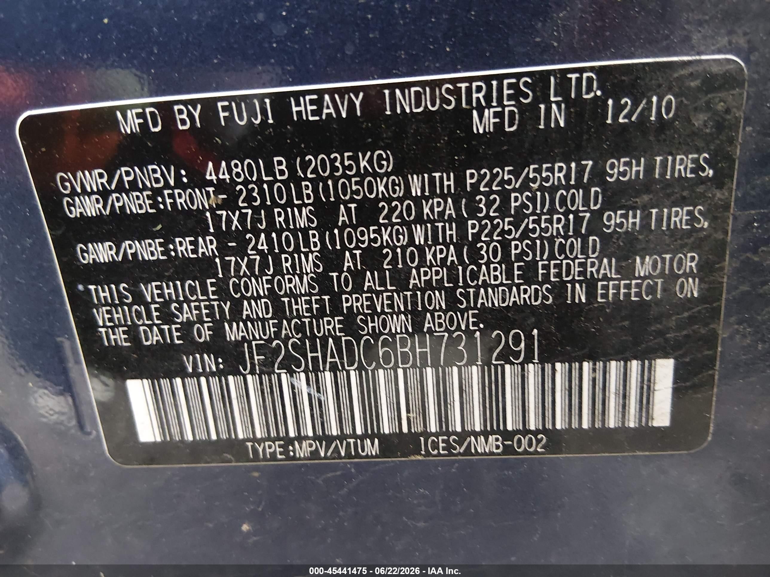 2011 Subaru Forester 2.5x Premium Dark Blue vin: JF2SHADC6BH731291