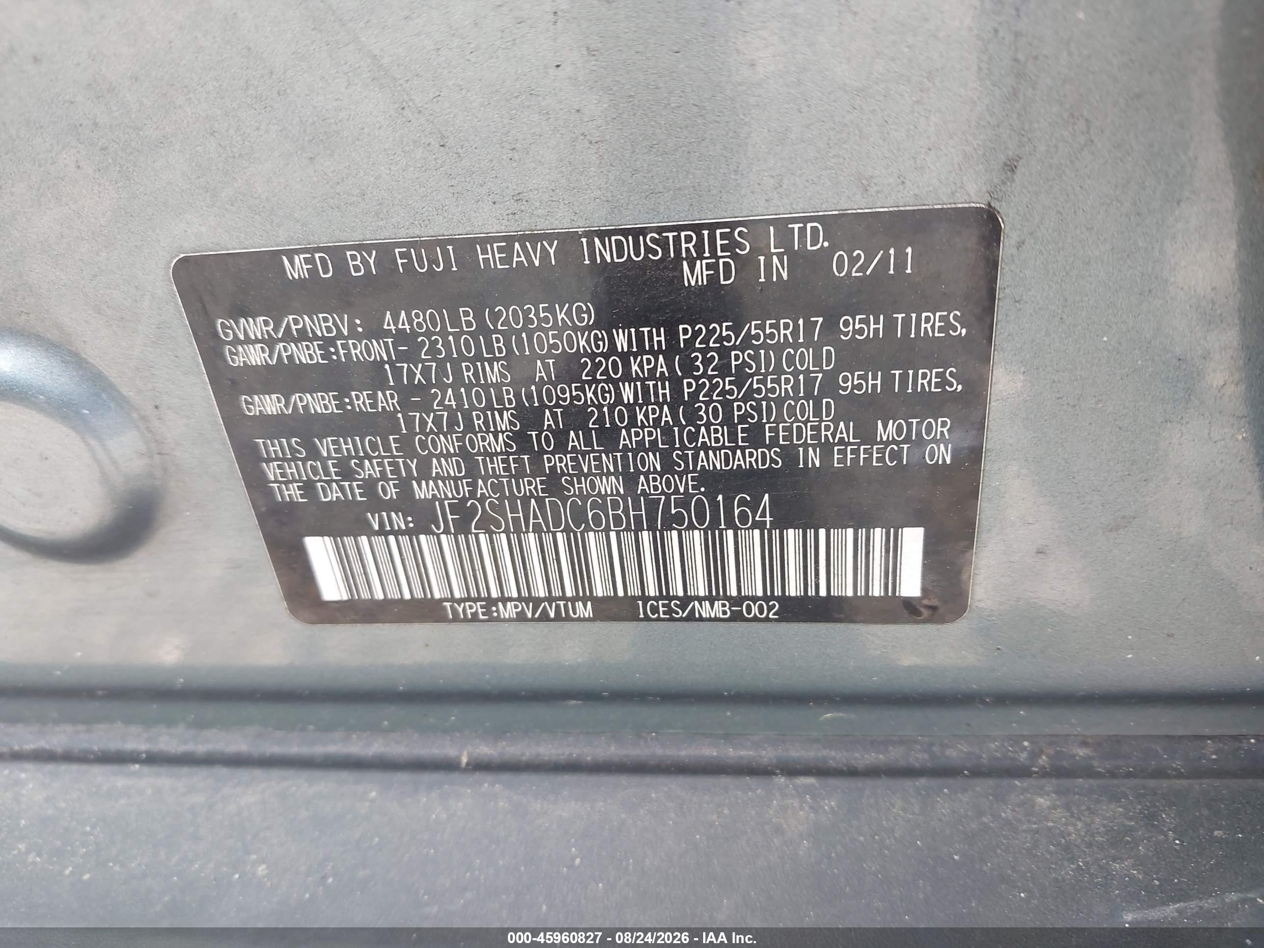 2011 Subaru Forester 2.5x Premium Light Blue vin: JF2SHADC6BH750164