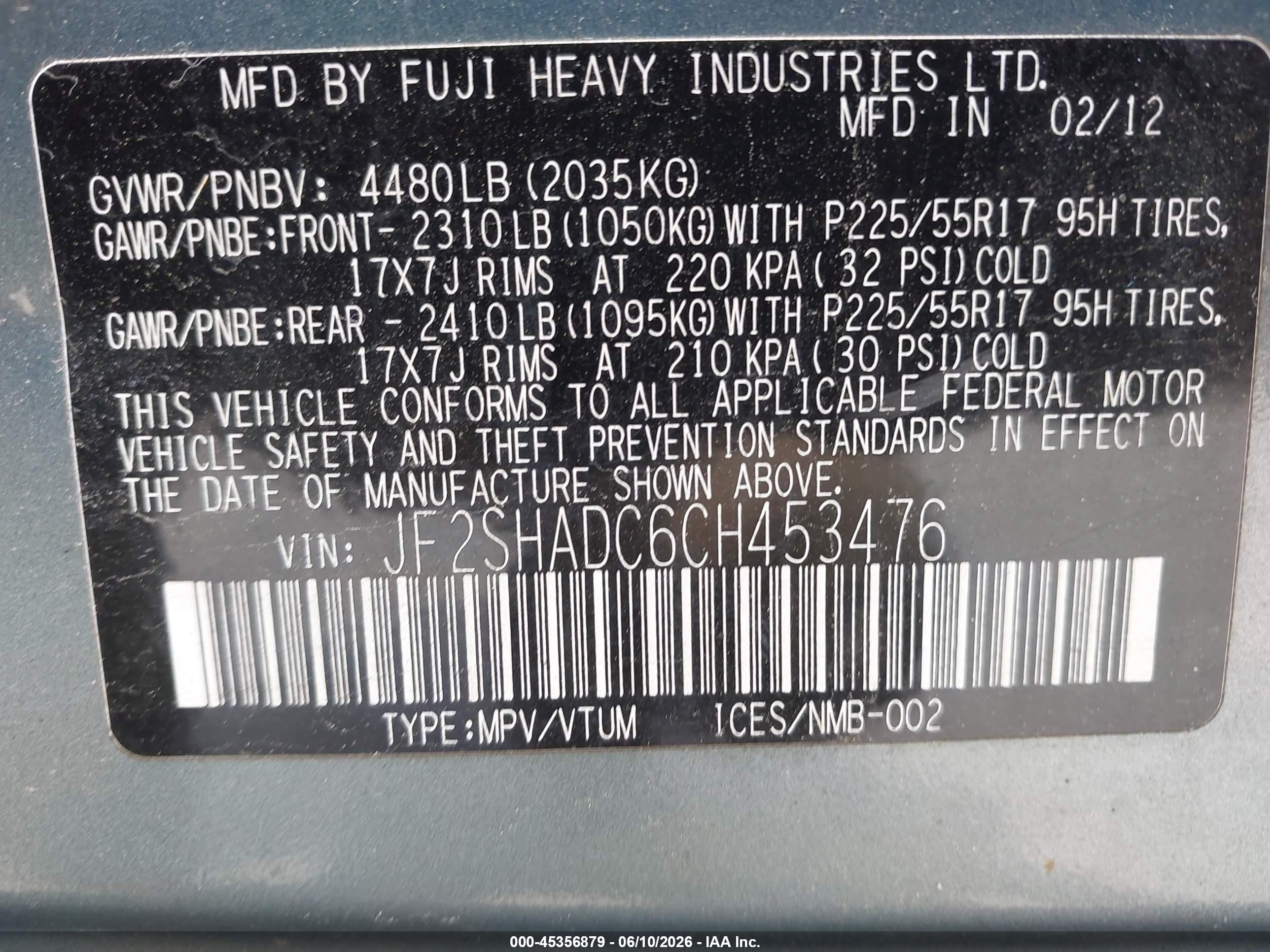 2012 Subaru Forester 2.5x Premium Green vin: JF2SHADC6CH453476