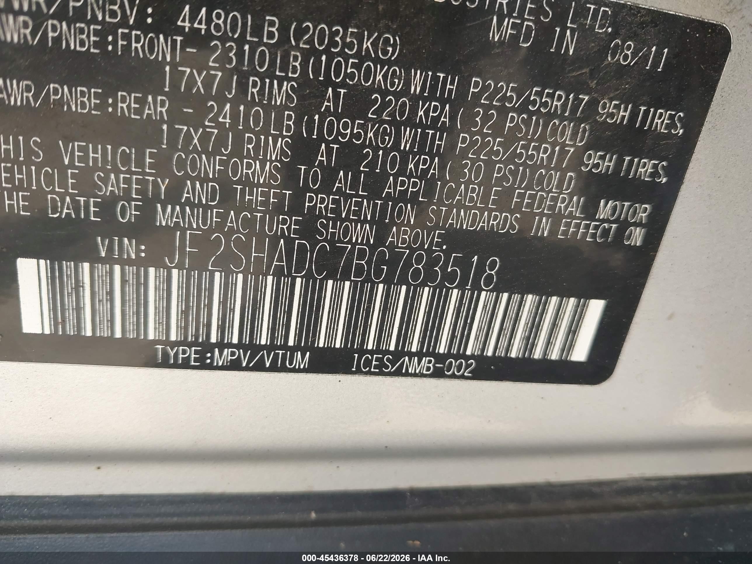2011 Subaru Forester 2.5x Premium Silver vin: JF2SHADC7BG783518