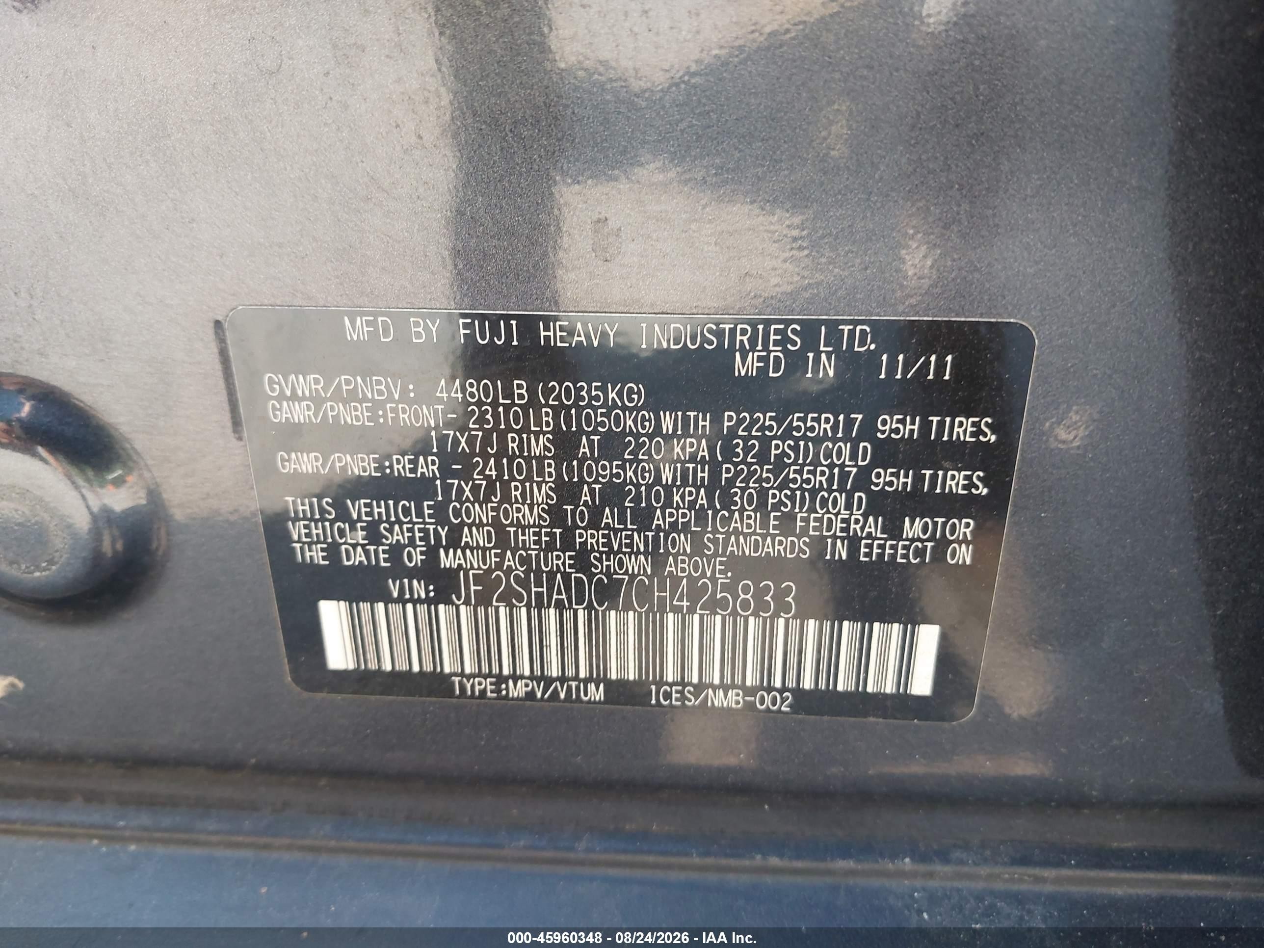 2012 Subaru Forester 2.5x Premium Gray vin: JF2SHADC7CH425833