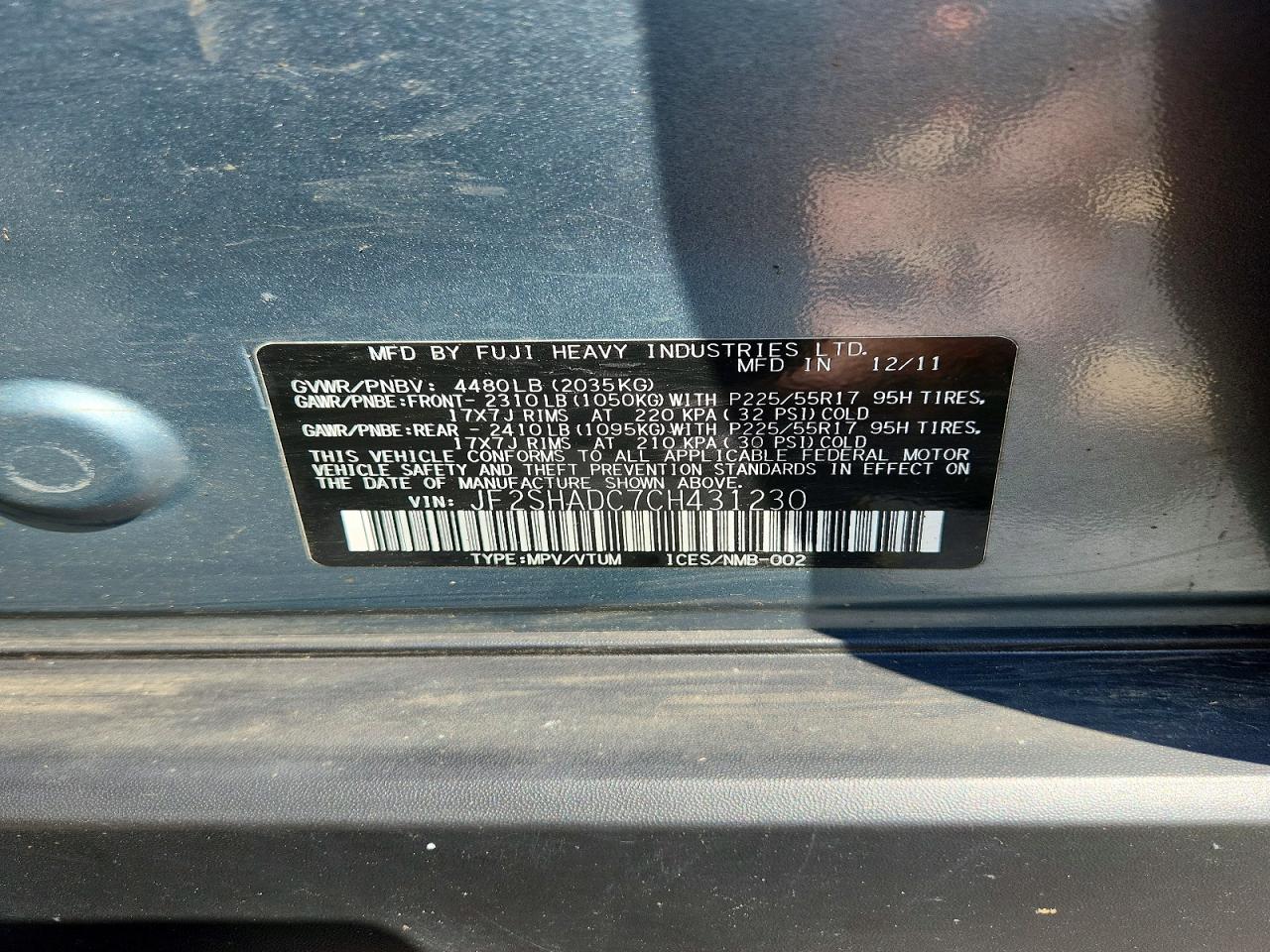 2012 Subaru Forester 2.5x Premium Green vin: JF2SHADC7CH431230