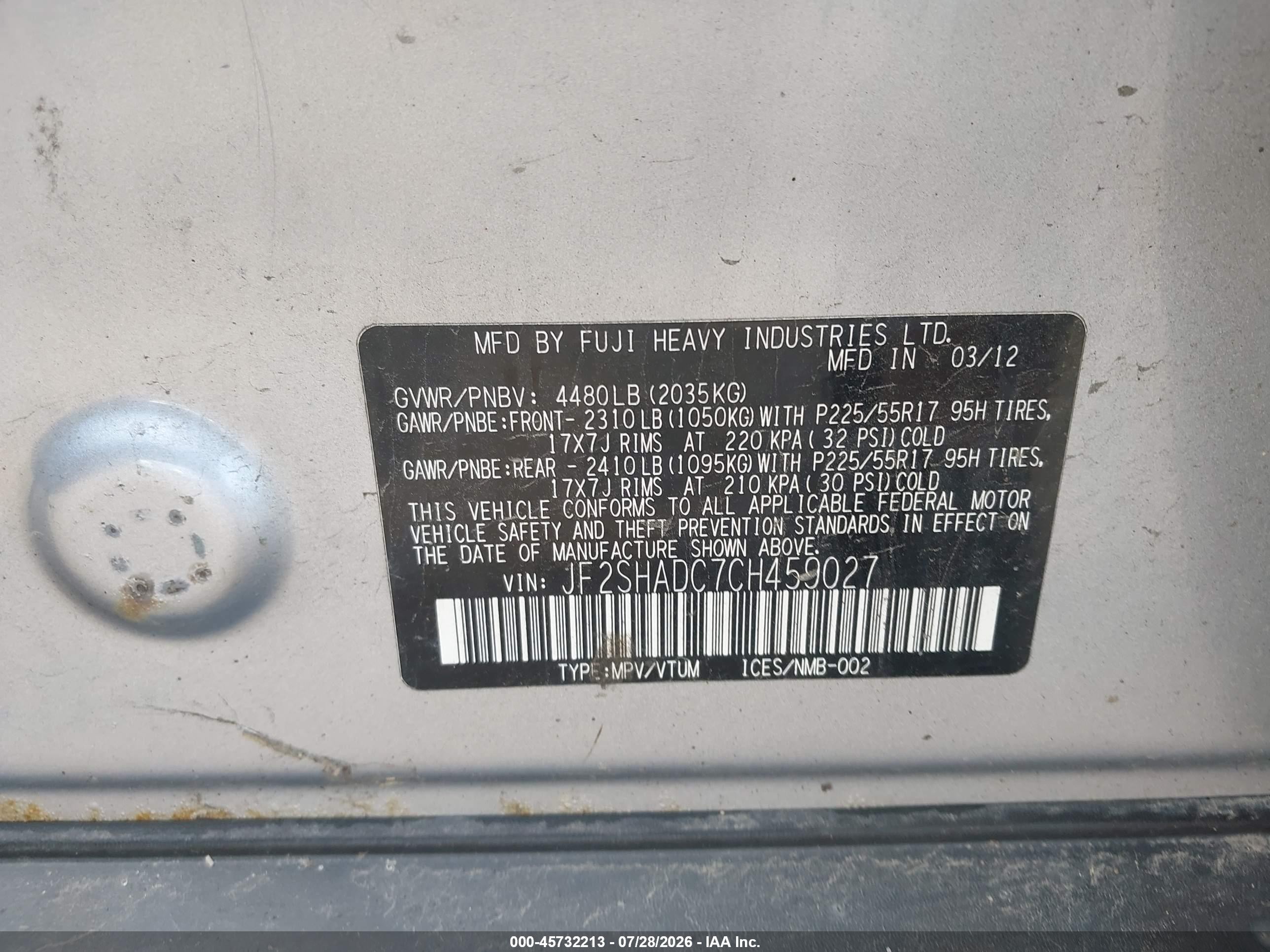 2012 Subaru Forester 2.5x Premium Silver vin: JF2SHADC7CH459027