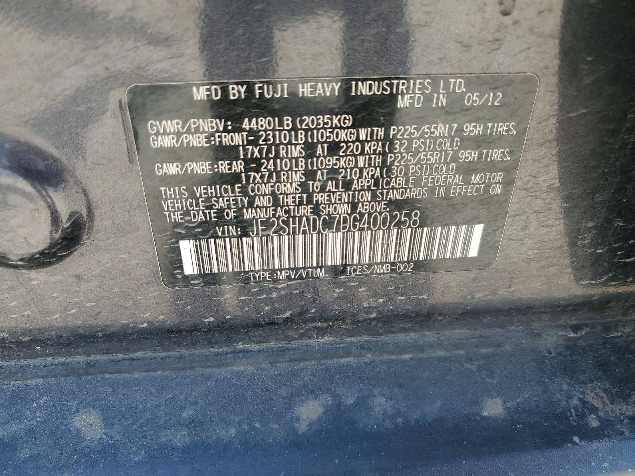 2013 Subaru Forester 2.5x Premium Blue vin: JF2SHADC7DG400258
