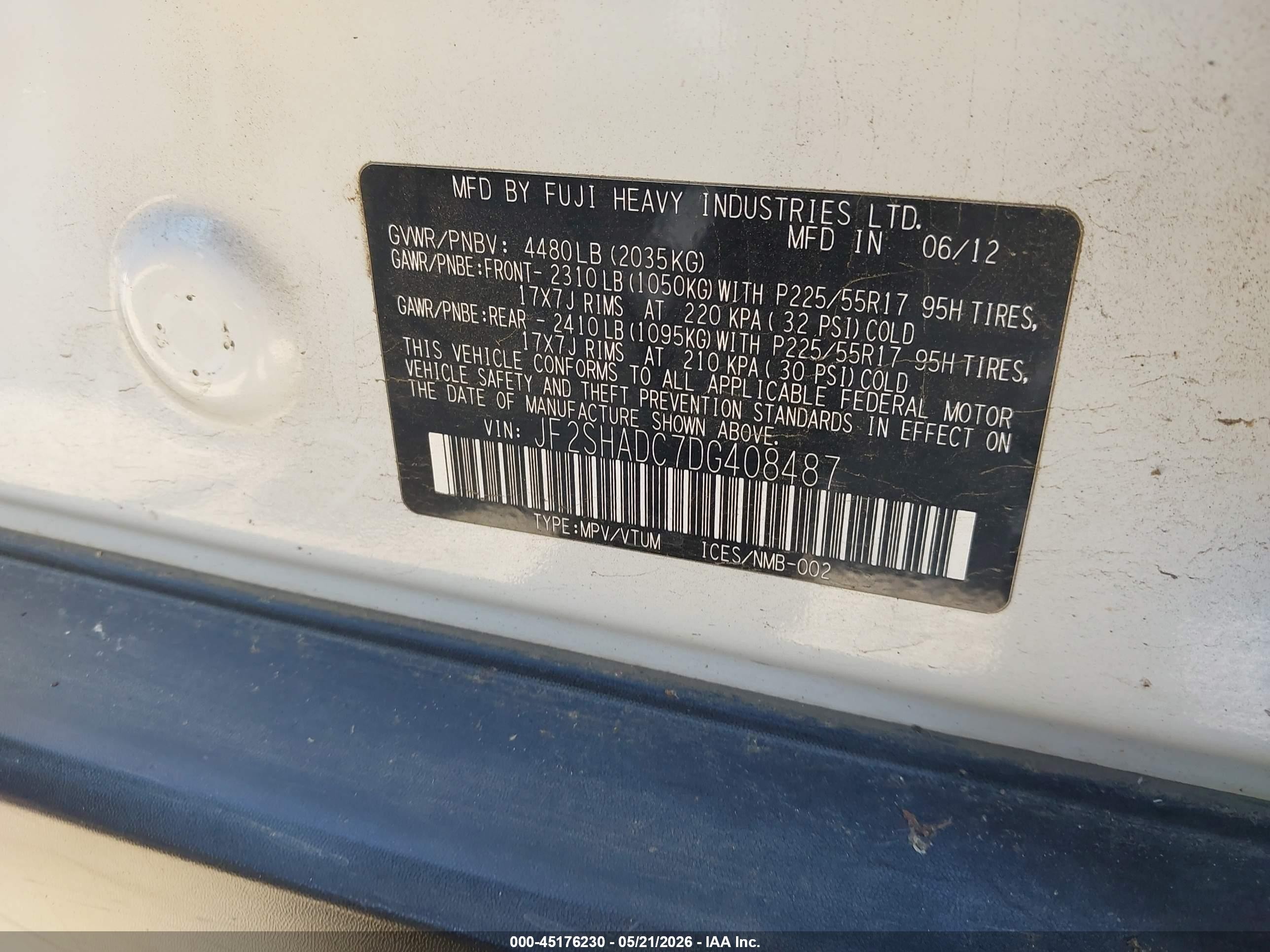 2013 Subaru Forester 2.5x Premium White vin: JF2SHADC7DG408487