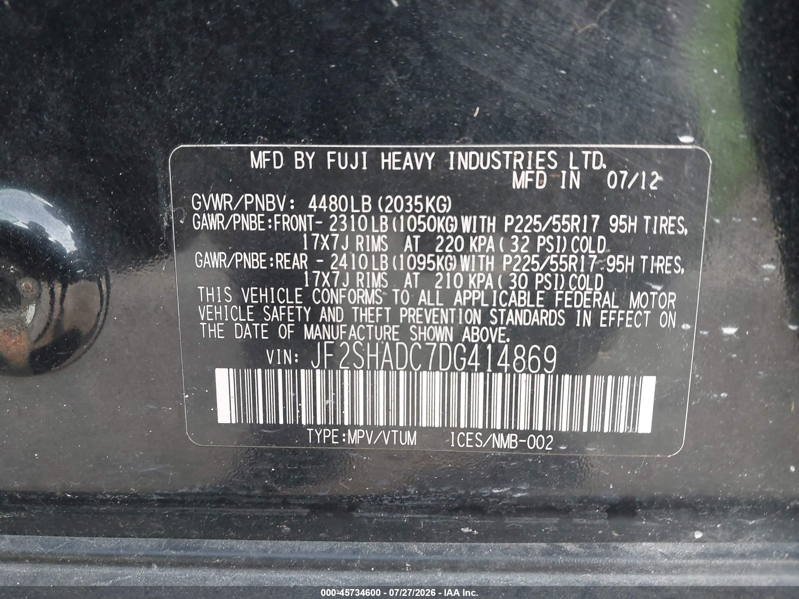 2013 Subaru Forester 2.5x Premium Black vin: JF2SHADC7DG414869