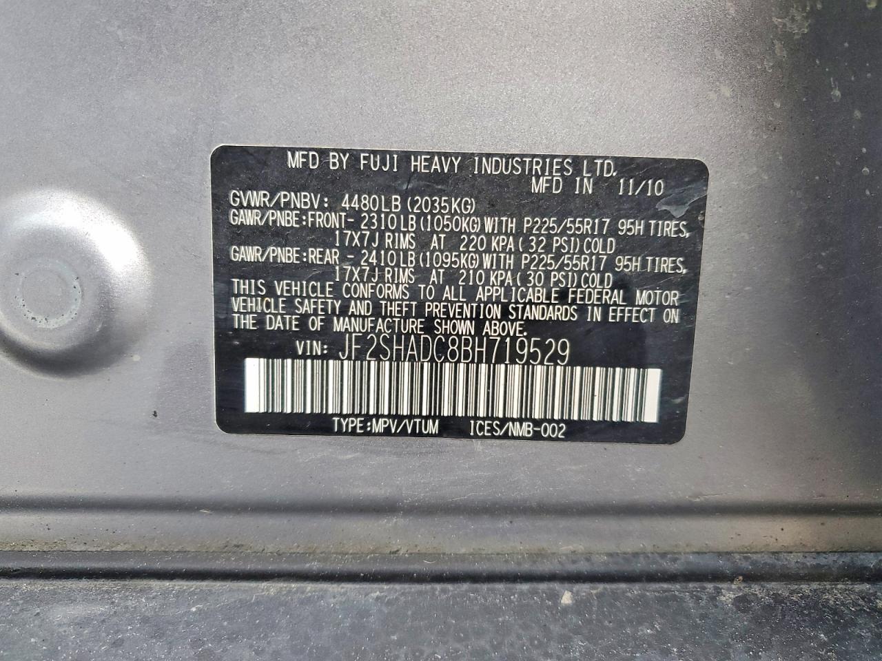 2011 Subaru Forester 2.5x Premium Silver vin: JF2SHADC8BH719529
