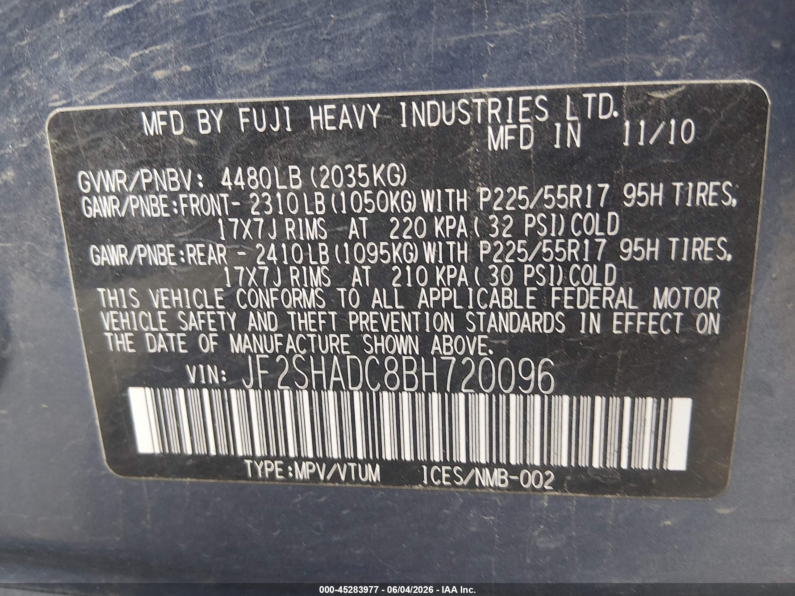 2011 Subaru Forester 2.5x Premium Blue vin: JF2SHADC8BH720096
