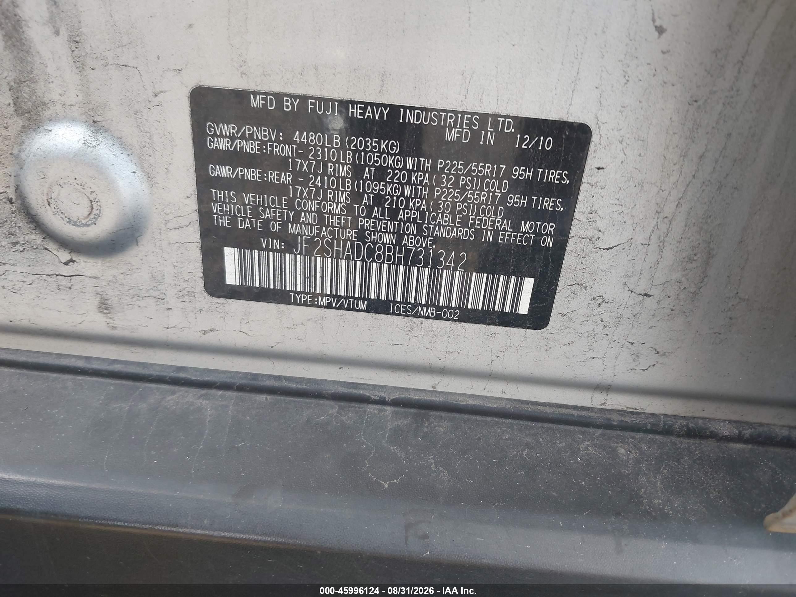 2011 Subaru Forester 2.5x Premium Silver vin: JF2SHADC8BH731342