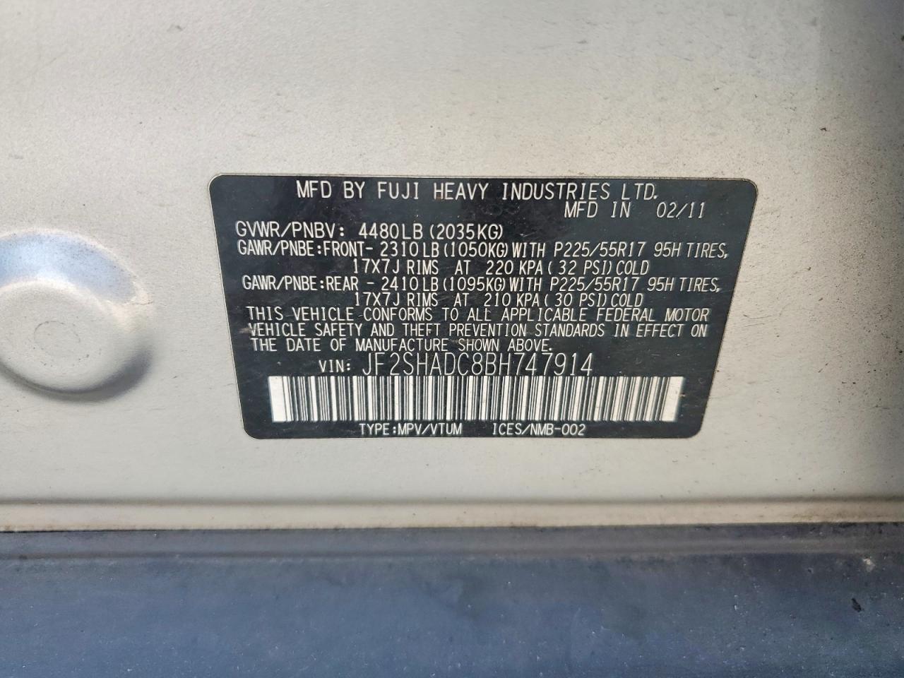 2011 Subaru Forester 2.5x Premium Silver vin: JF2SHADC8BH747914